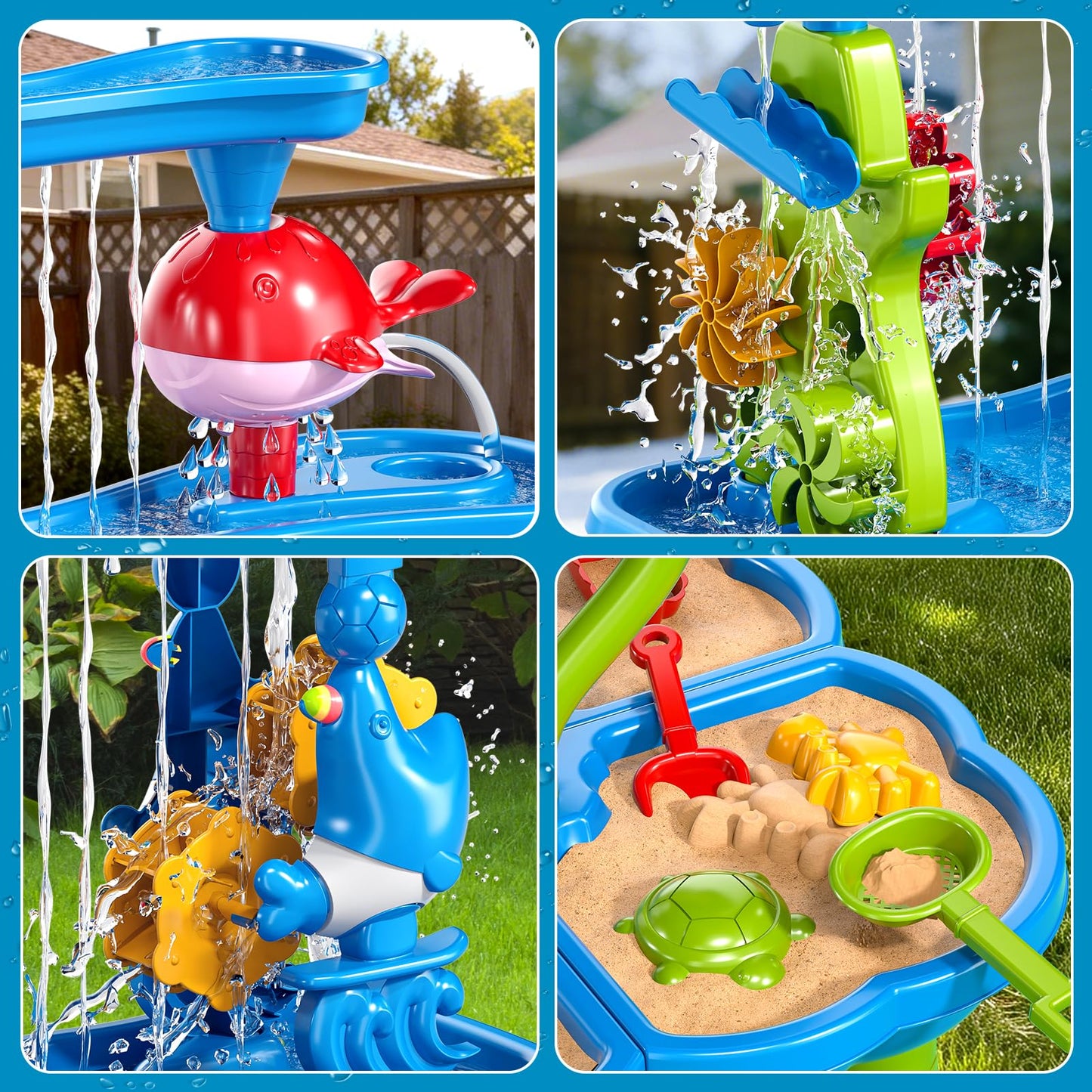 Kenthoris Water Table for Toddlers 1-3, Toddler Outdoor Toys Kids Summer Beach Backyard Pool Splash Activities Playsets, Water and Sand Activity Sensory Playset for Toddlers 1.5+ Years Old (9988)
