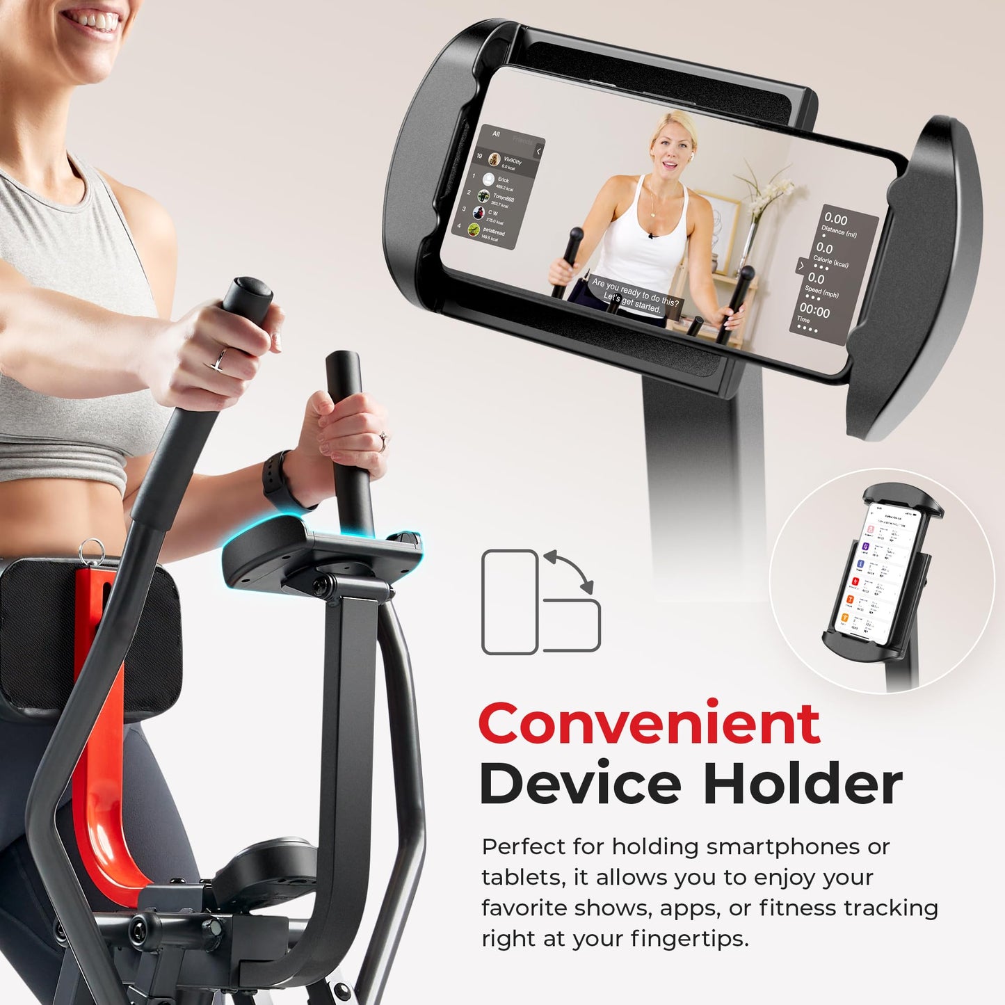 Sunny Health & Fitness SF-E902S Air Walk Pro Trainer Elliptical Machine Glider w/LCD Monitor, 220 LB Max Weight and 30 Inch Stride