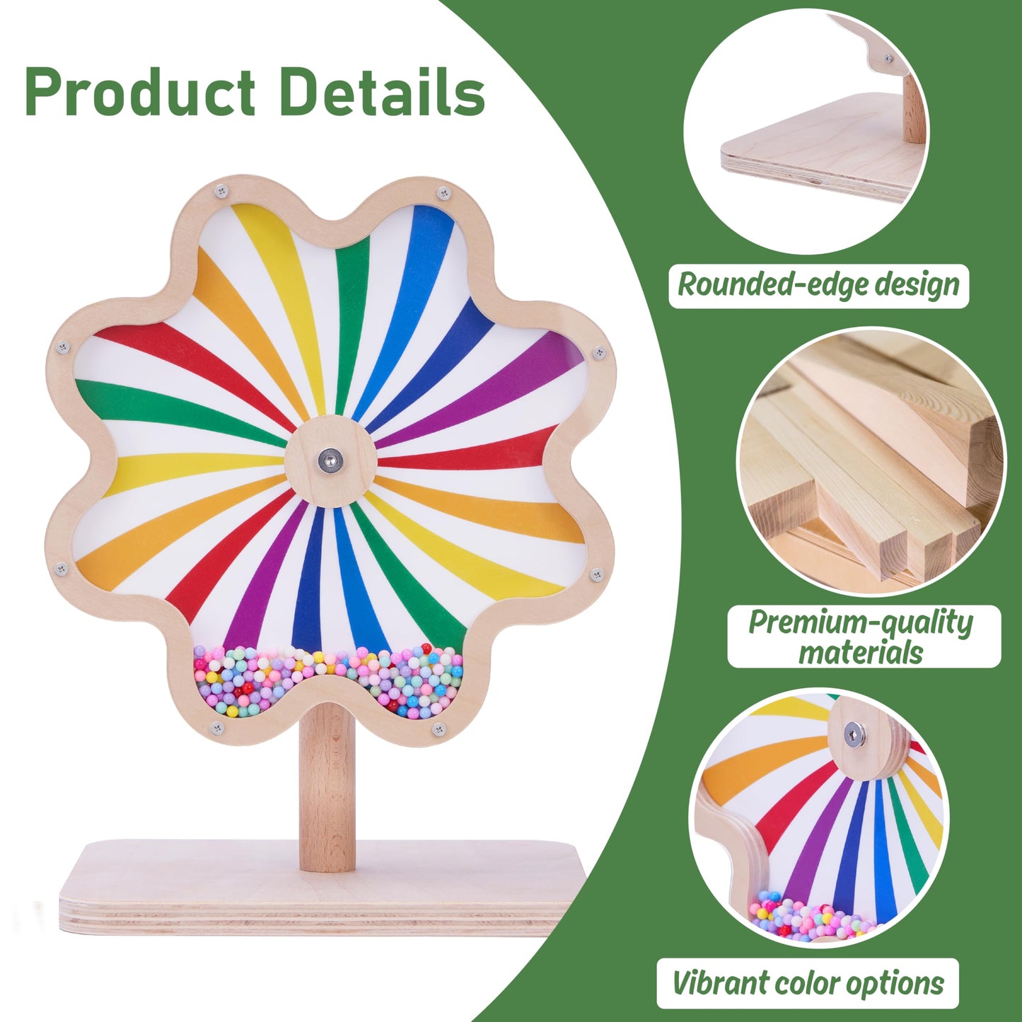 Aiwanture Spinning Activity Drum Toy with Sound, Montessori Wooden Sensory Toy for Babies, Perfect Birthday & Party Gift for 6-18 Months+