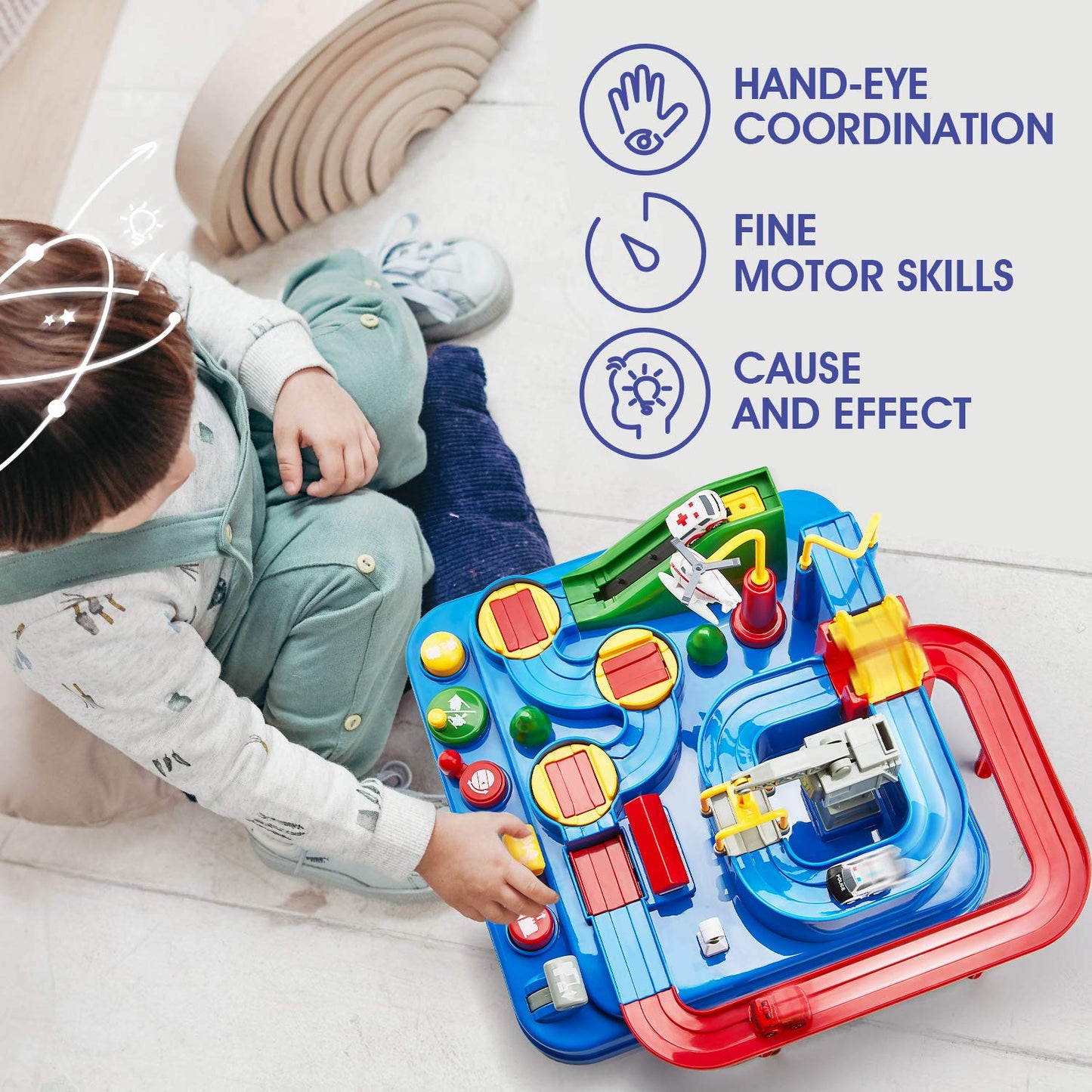 Toys for 3 Year Old Boys - Stem Kids Toys Boys 3-5, Large Race Track, 3 Year Old Boy Gift, Car Toys Rescue Playset for 4 Year Boy Birthday Gift Educational Learning Thinking Motor Skill Montessori Toy