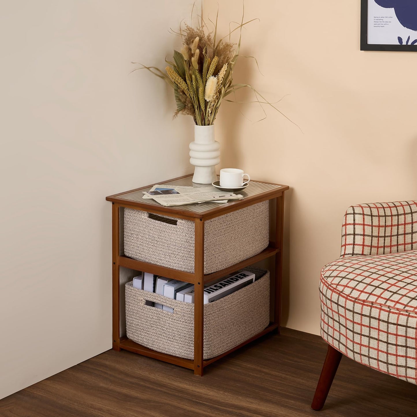 MiniArk Large Storage Baskets for Shelves, Closet Organizers Bins for Clothes Blanket Towels, Baby Nursery, Toy Baskets Box, Woven Rope Baskets, 17 x 13 x 7.5”, 3 Packs Mixed Brown