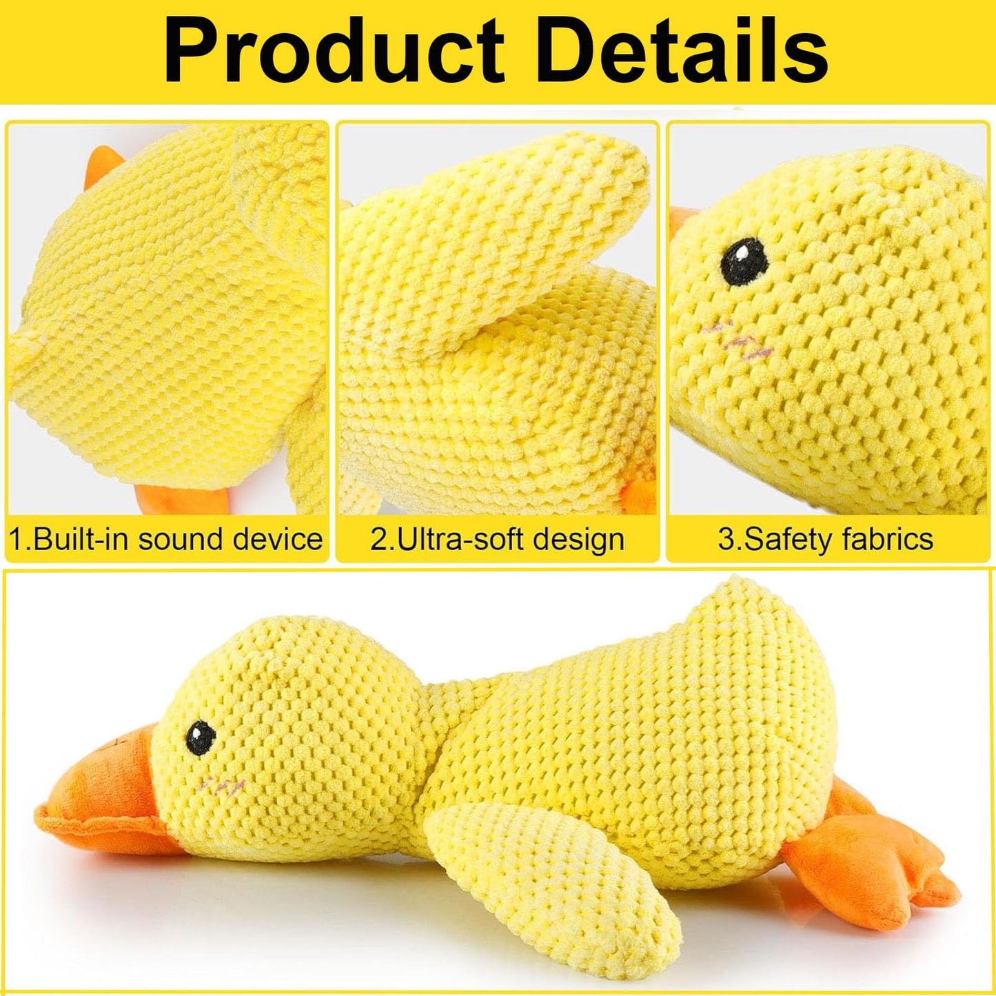 Mellow Dog Calming Duck, 2025 New Yellow Duck Dog Toy, The Mellow Ducks Calming Pillow, Dogs Ducks Toy with Quacking Sound for Indoor Dogs