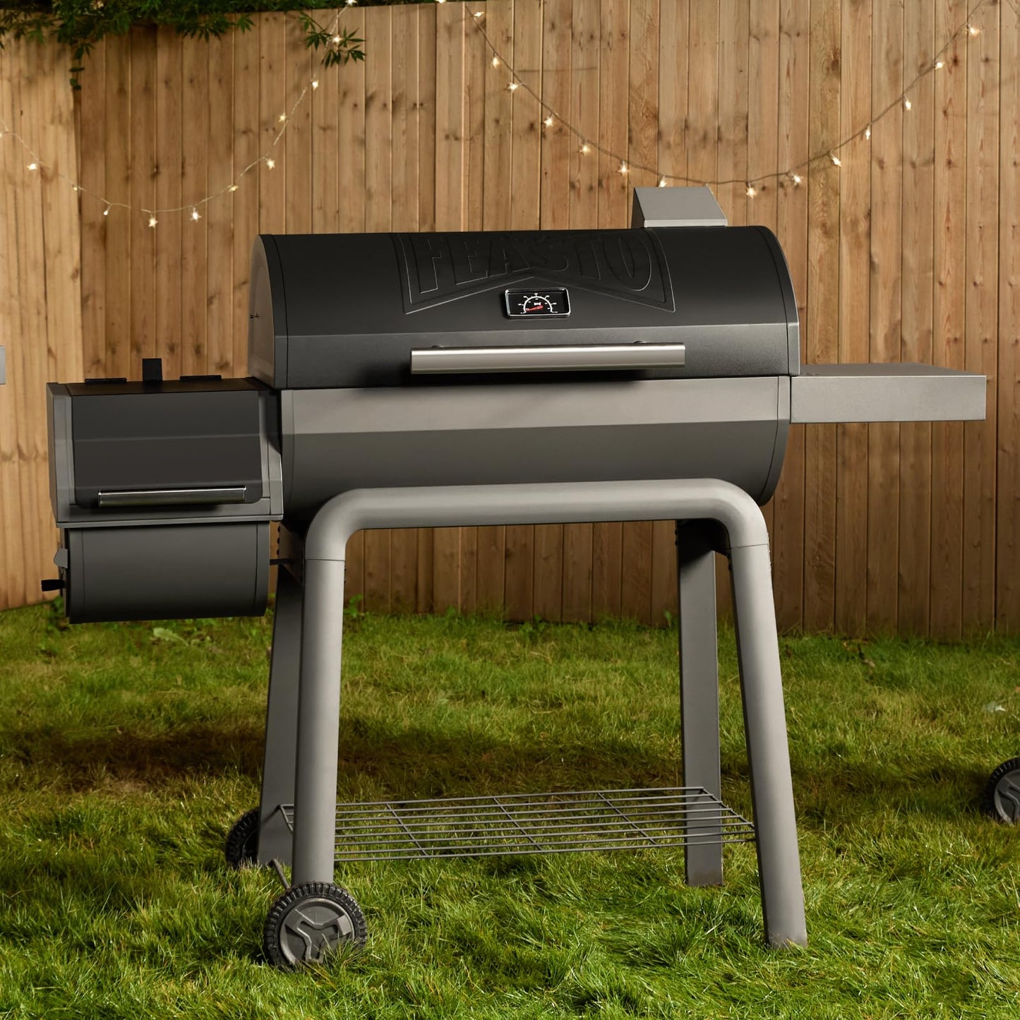 Feasto BBQ Charcoal Grill with Offset Smoker Grill and Side Table, 30-In Heavy-Duty Outdoor BBQ Grill with 832 Sq. In. Cooking Space for Outdoor Barbecue in Backyard, Patio and Parties, Black