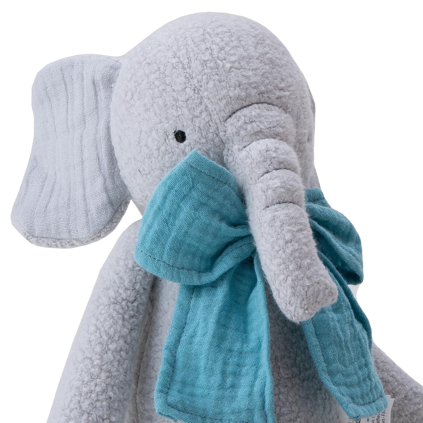 CUDDLE CORNER Stuffed Animal Organic Cotton Baby Plush Toys, 9” Organic Sitting Elephant with Rattle Soft Cuddly Toy for Boys and Girls