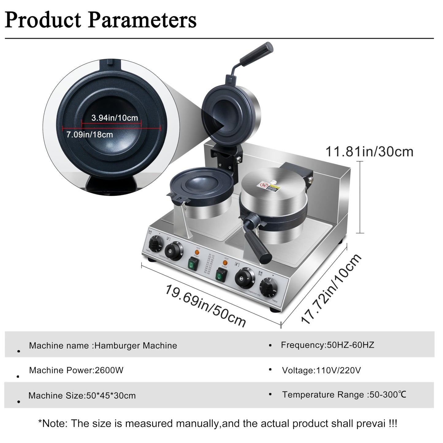 Ice Cream Burger Maker,double UFO Burger Maker,180°Rotating Ice Cream Filling Waffle Maker,Hamburger Waffle Maker Sandwich Press Non-stick Panini press waffle machine 2600W Gelato Panini Press machine
