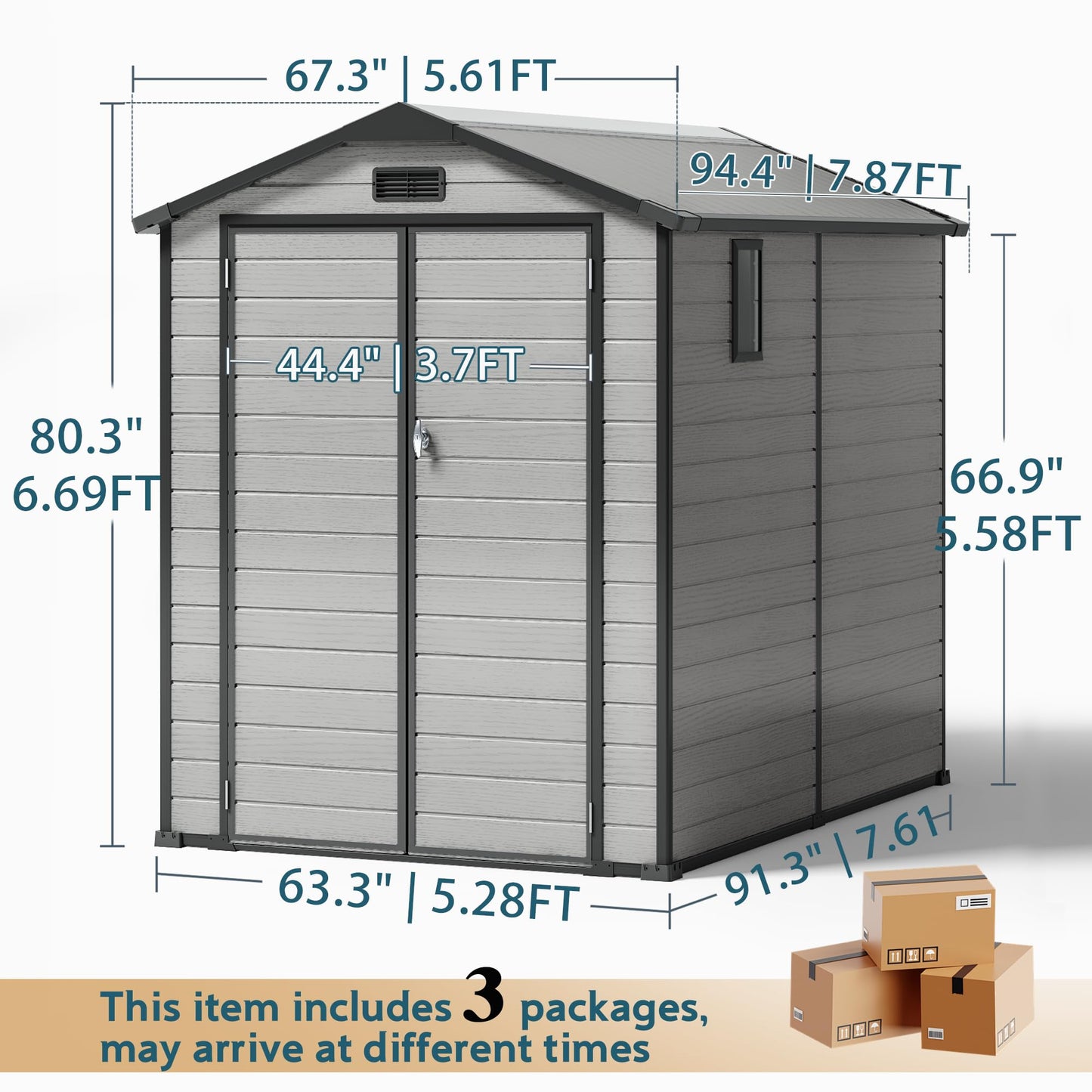 WUKHG 6X8 FT Outdoor Storage Sheds, Plastic Storage Shed with Floor & Drainage Channel for Bikes, Furniture, Gardening Tools, Lockable Outdoor Shed Suitable for Backyard, Patio, Lawn