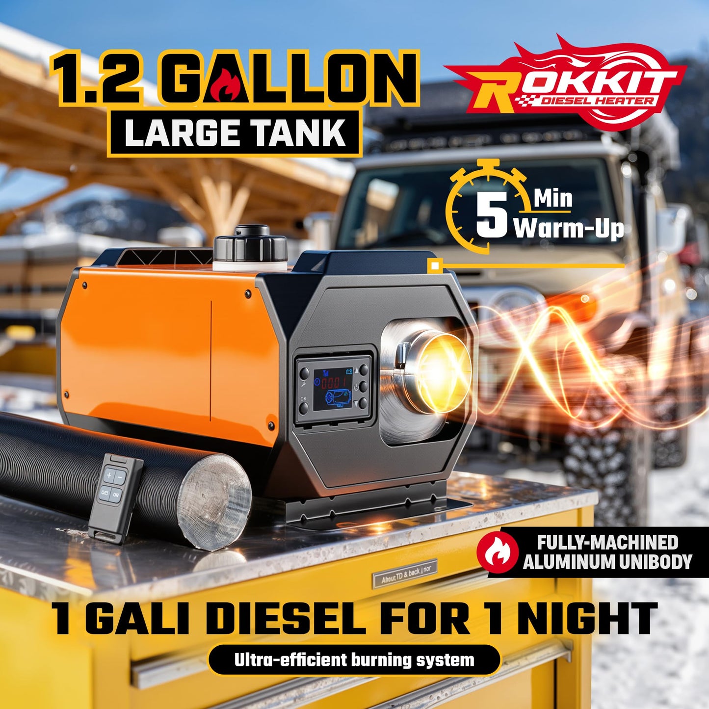 Diesel Heater - 12V/110V 8KW Diesel Heater, All in One Portable Diesel Heater with LCD Switch, Remote Control, Muffler for Truck, RV, Home, Car, Campers, Boat