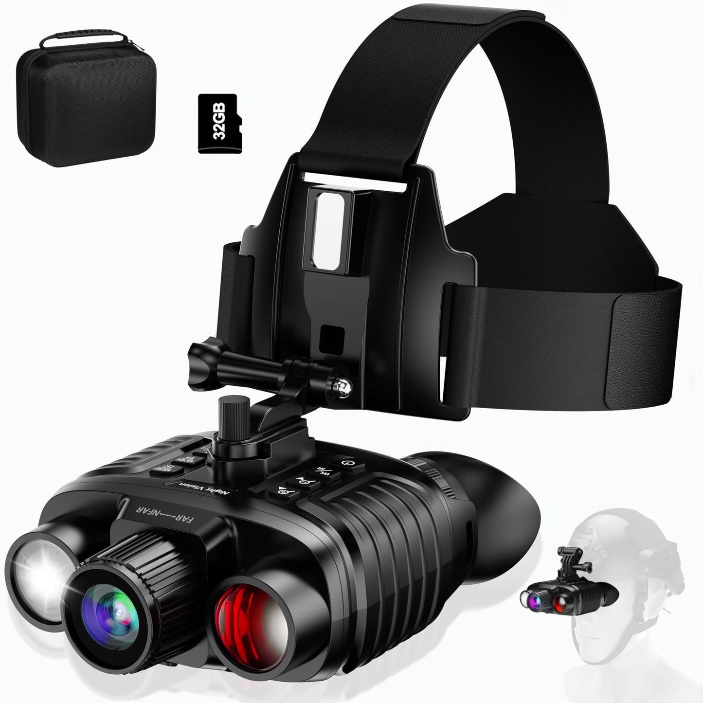 YEEIN Night Vision Goggles, Head-Mounted Rechargeable Binoculars, 3" Screen Digital Infrared Night Vision Binoculars with Head Strap &32GB Card for Hunting, Camping, Security