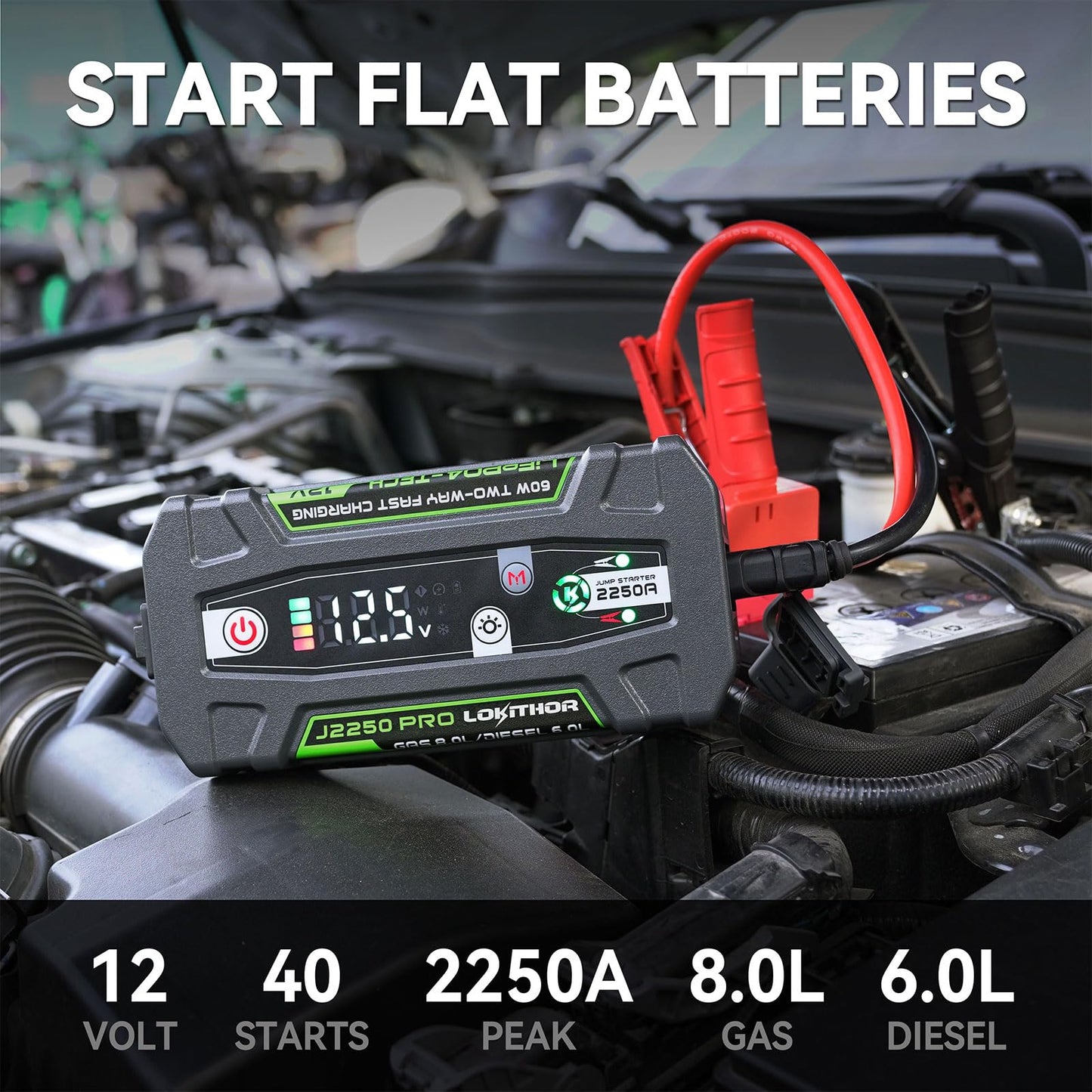 LOKITHOR J2250 PRO LiFePO4 Jump Starter with 60W Two-Way Fast Charging and J-Series Storage Bag EVA Protection Case for J400/J401/J401X/J402/J1350 PRO/J2250 PRO/JP400 LOKITHOR Battery Jump Starters