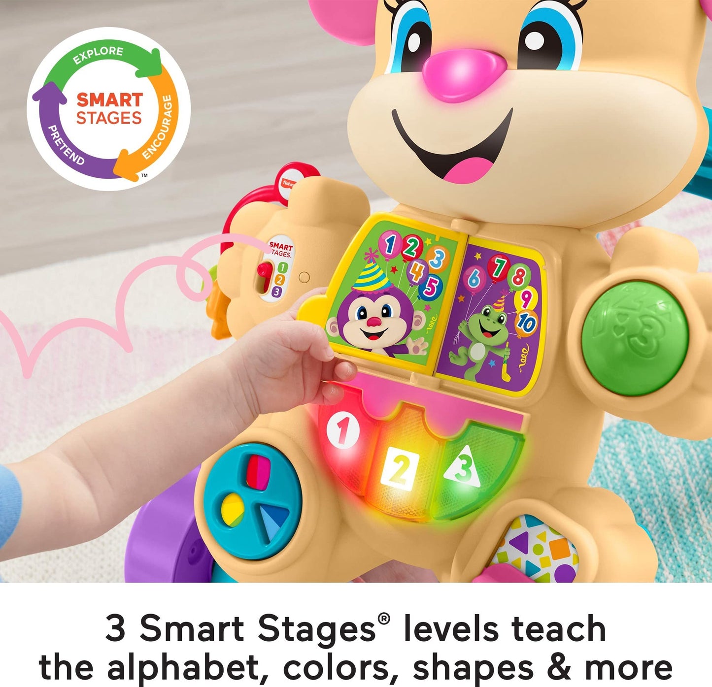 Fisher-Price Baby Toy Laugh & Learn Smart Stages Sis Walker with Educational Music Lights & Activities for Infants Ages 6+ Months