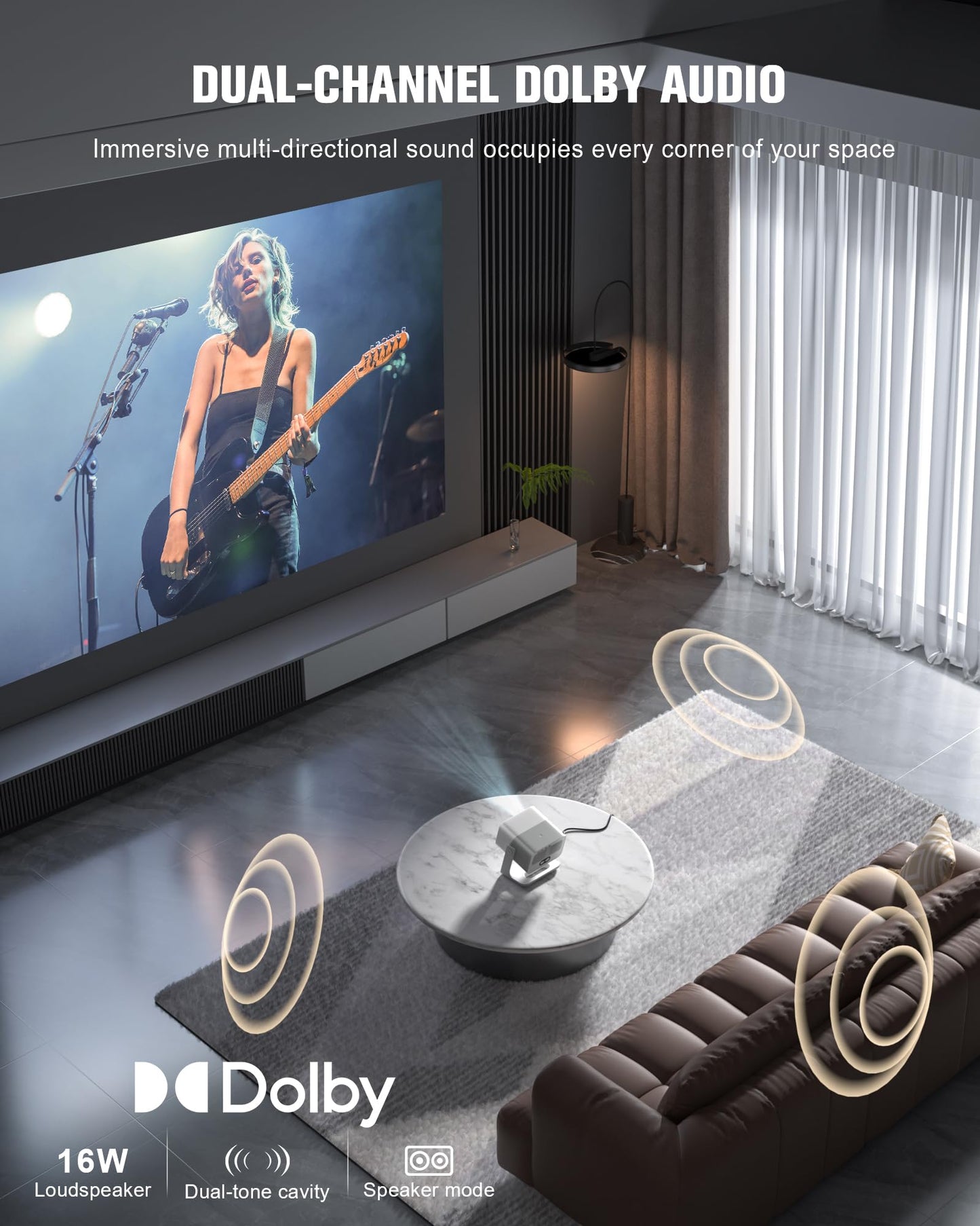 【3000 ANSI Official Licensed Google TV】4K Smart Projector with WiFi and Bluetooth, VOPLLS Outdoor Projectors with Dolby/Auto Focus, Portable Movie Phone Wireless Gaming Wifi Proyector for Bedroom/Home