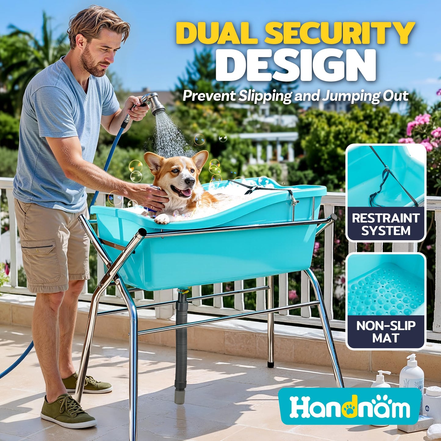 Handnam Metal Dog Bath Tub, Portable Dog Washing Bathing Station (Patent Design)