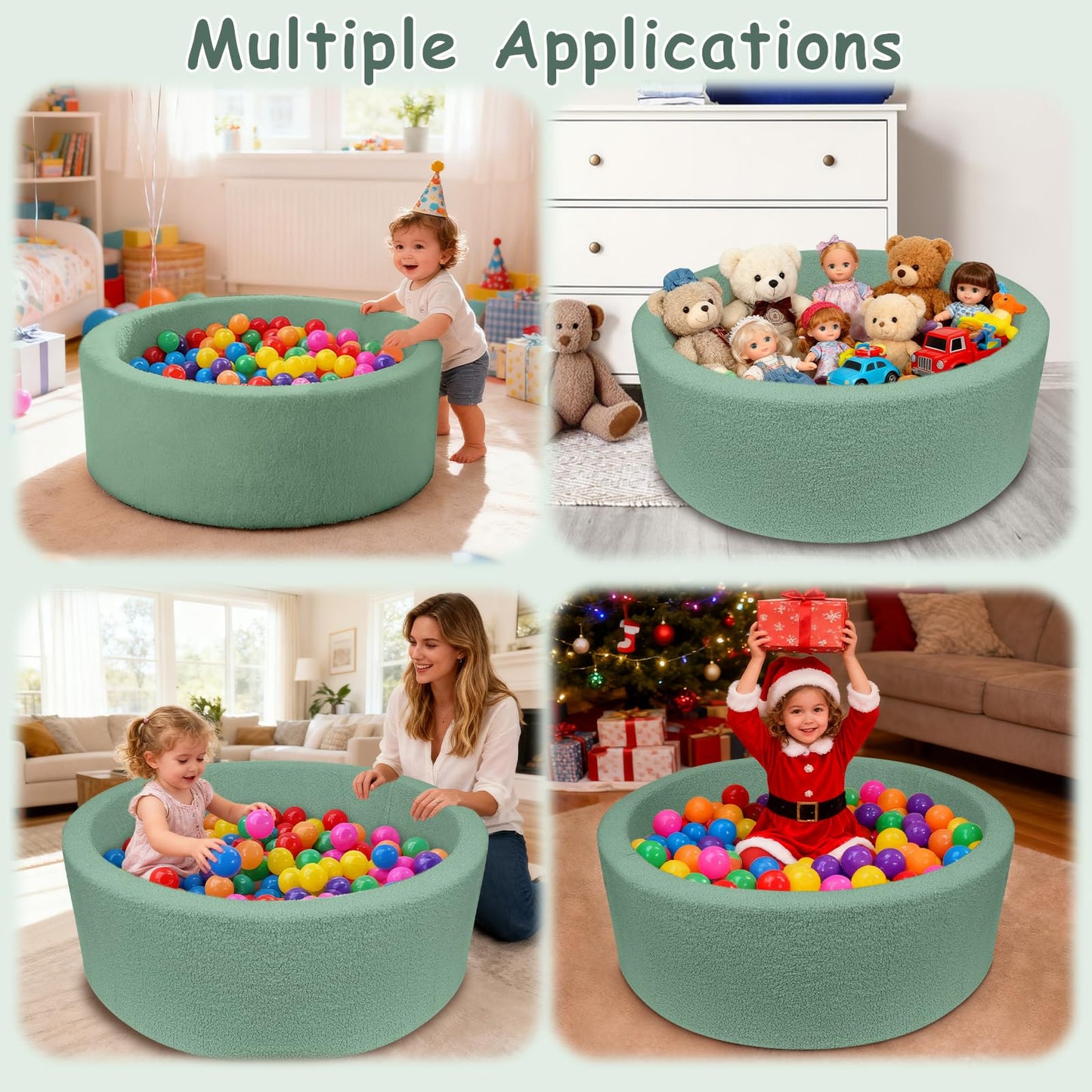 MEOGETY Kids Foam Ball Pits for Toddlers Babies Dogs Cats, Soft Infant Baby Ball Pit Pool for Girls and Boys Gifts, (Balls NOT Included) Imitation Teddy Colours