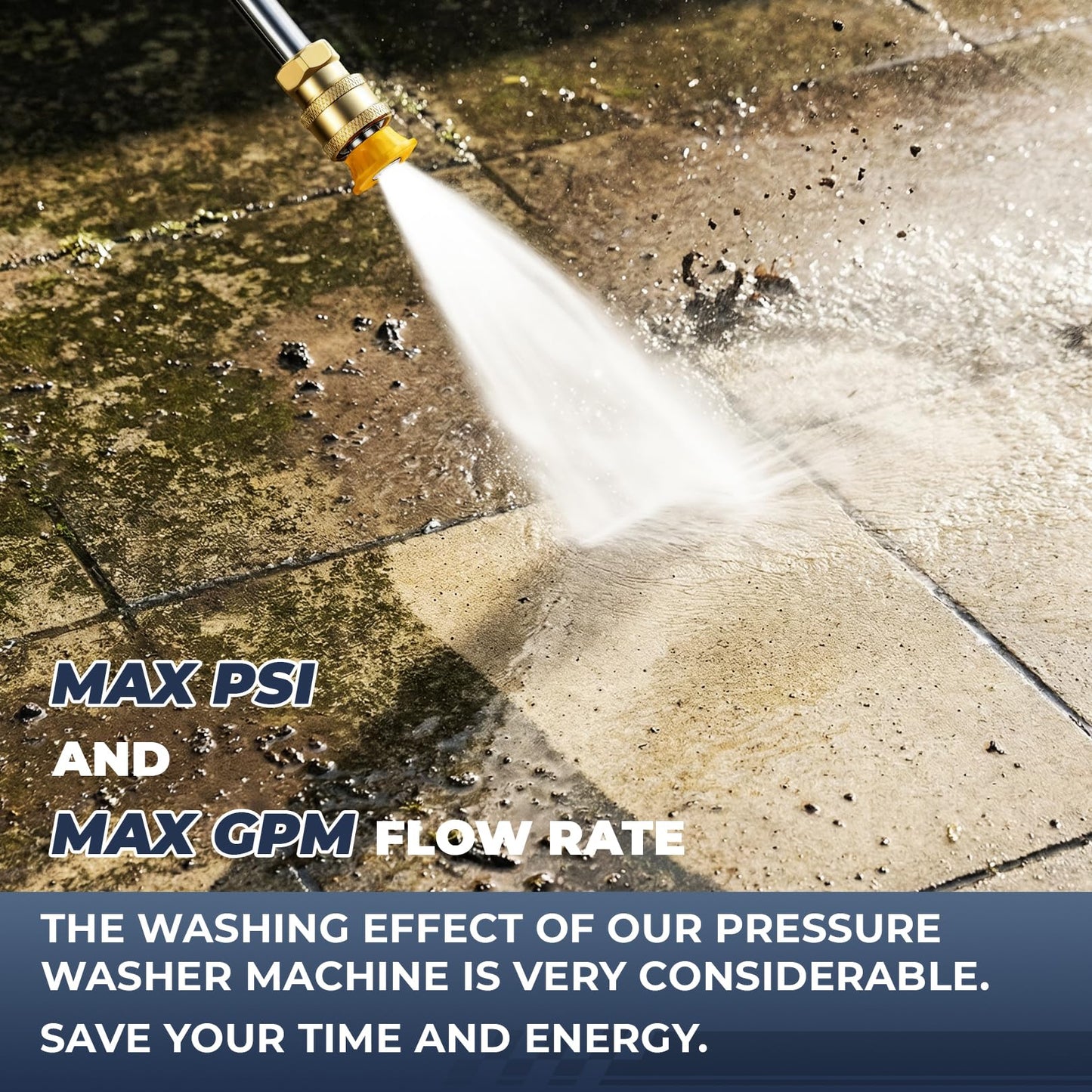 MAX 5000 PSI 4GPM Pressure Cleaner, 33FT Hose 3L Soap Bottle Professional Power Cleaner with 5 QC Nozzles 8" Wheels, Commercial Plug Powered Pressure Cleaner for Home Floor Car Yard, Blue, 27LBS