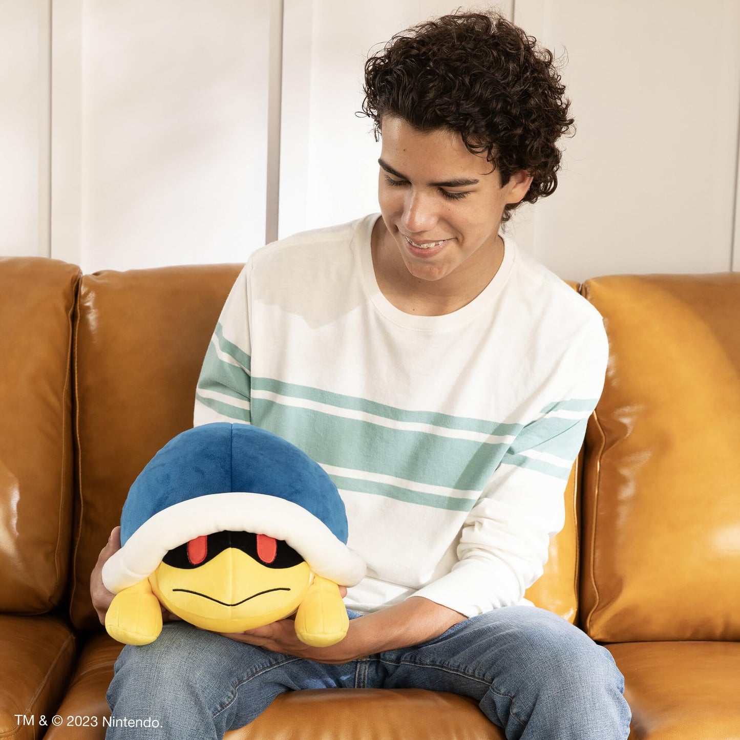 Club Mocchi Mocchi- Super Mario Plush - Buzzy Beetle Plushie - Squishy Mario Toys and Cute Stuffed Animals - Gaming Room Decor - Video Game Collectibles - 15 Inch