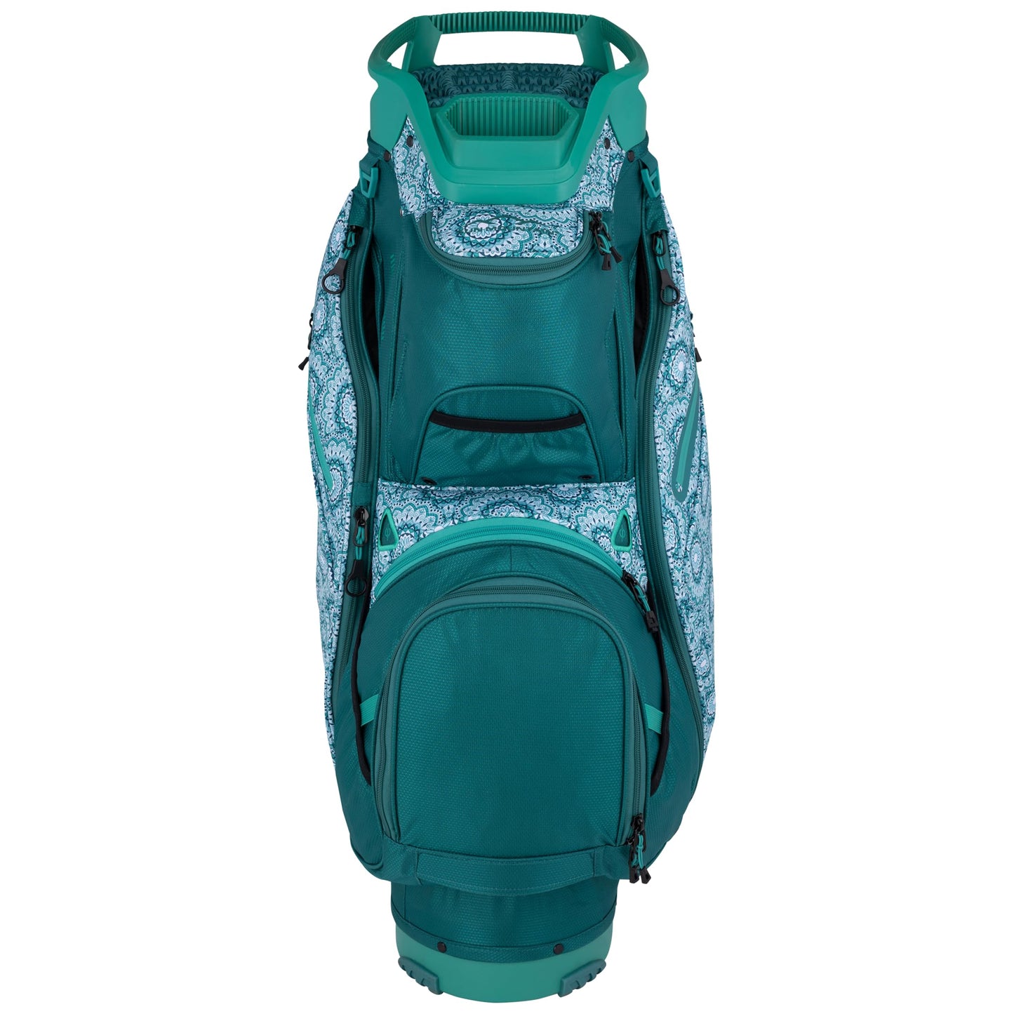 Sun Mountain Women's Stellar Lightweight Cart Golf Bag 14-Way Top - 11 Pockets, Single Strap System, Push-Electric-Riding Cart Compatible Compression Base, 2025 Model - Teal-Slushy-Lace