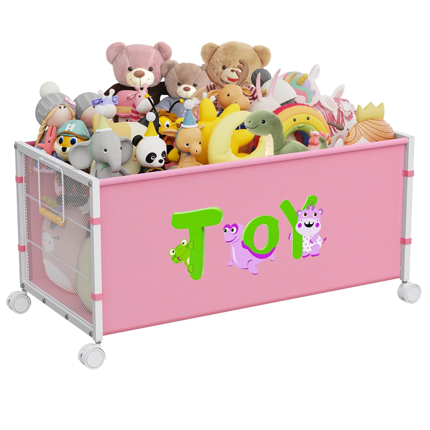 JBBTOOL Large Toy Box, Toy Storage Organizer for Kids, Toy Chest for Toddlers with 360° Wheels, Toybox for Living Room, Oxford Cloth Toy Box for Boys, Girls, Stuffed Animals, Clothes