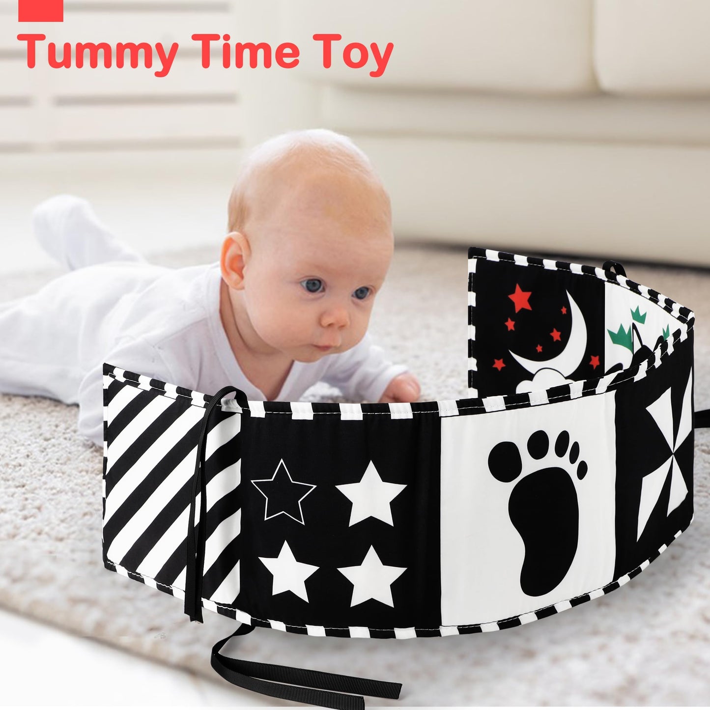 URMYWO Black and White Baby Toy, Tummy Time High Contrast Newborn Toys 0-3 Months, Soft Baby Book, Visual Stimulation Montessori Sensory Infant Toys 0-6-12 Months, Boy Girl Shower Gift