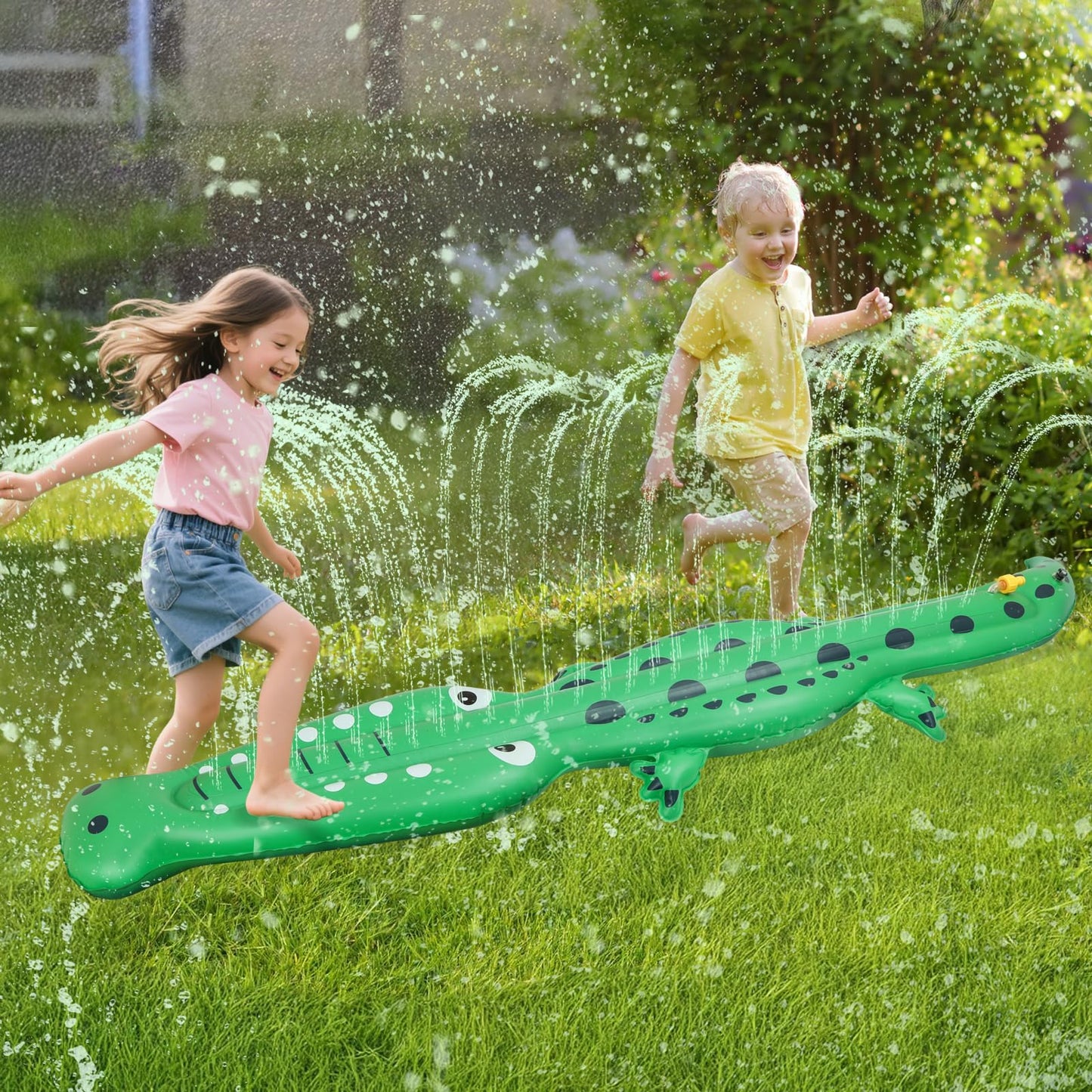 Water Sprinkler for Kids,Large Crocodile Inflatable Sprinkler, Kids Sprinklers for Yard,Outdoor Water Toys Spray Summer Water Play for Boys Girls Dogs Backyard