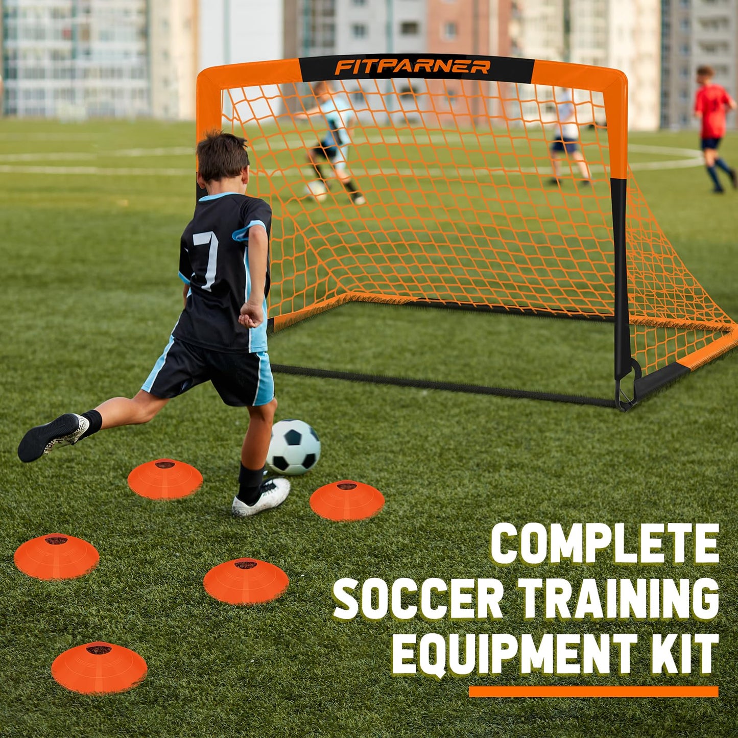 Kids Soccer Goals for Backyard Set - 2 Set of 4X3 ft Soccer Nets for Kids Age 3-14,Portable Pop Up Soccer Training Equipment Kit with 20 ft Agility Ladder, Soccer Ball for Toddler Youth Outdoor Game