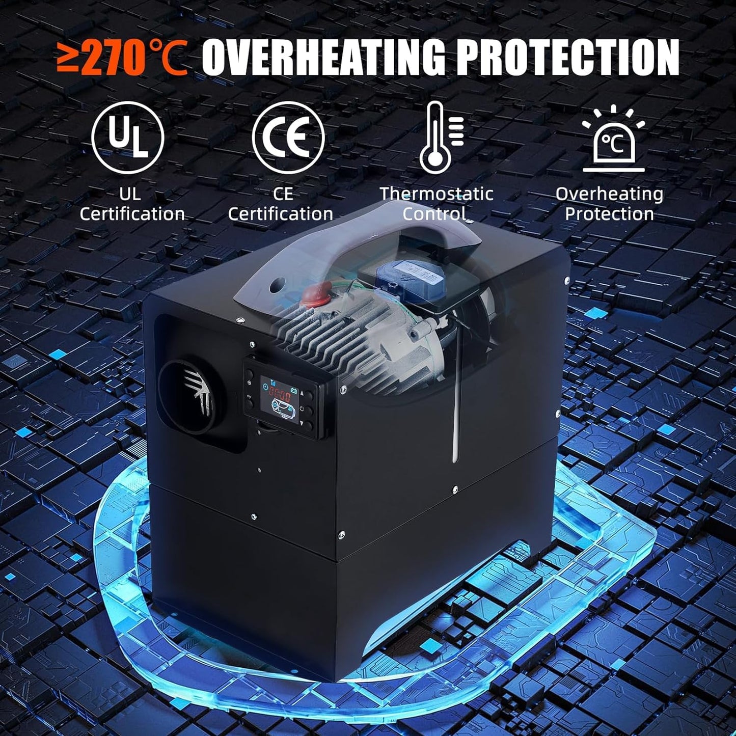 Diesel Heater 8KW 12V, All-in-One Diesel Air Heater, Portable Diesel Heater with Remote Control & LCD Monitor, Quick Heating for Car,RV,Truck, Camper,Trailer,Black