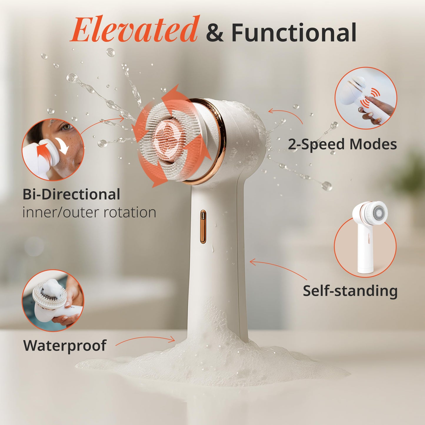 Vanity Planet Aira Ionic Facial Steamer + Raedia 2.0 Facial Cleansing Brush (White) – Prep & Deep Cleanse Skincare Bundle for Glowing, Clear Skin – Ionic Steam + 4 Brush Heads for Spa-Quality Results
