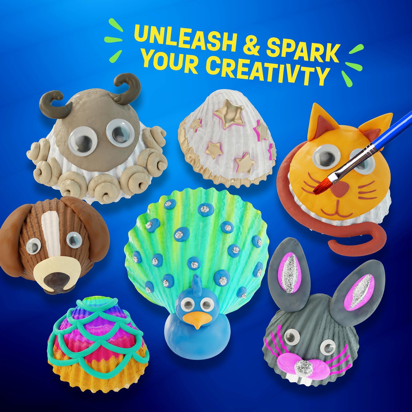 Dan&Darci Kids Sea Shell Painting Kit - Arts & Crafts for Kids - Gifts for Boys and Girls Ages 6-8, 8-12 - Craft Activities Kits - Creative Art Activity Gift Toys for Age 6 7 8 9 10 11 12 Year Old