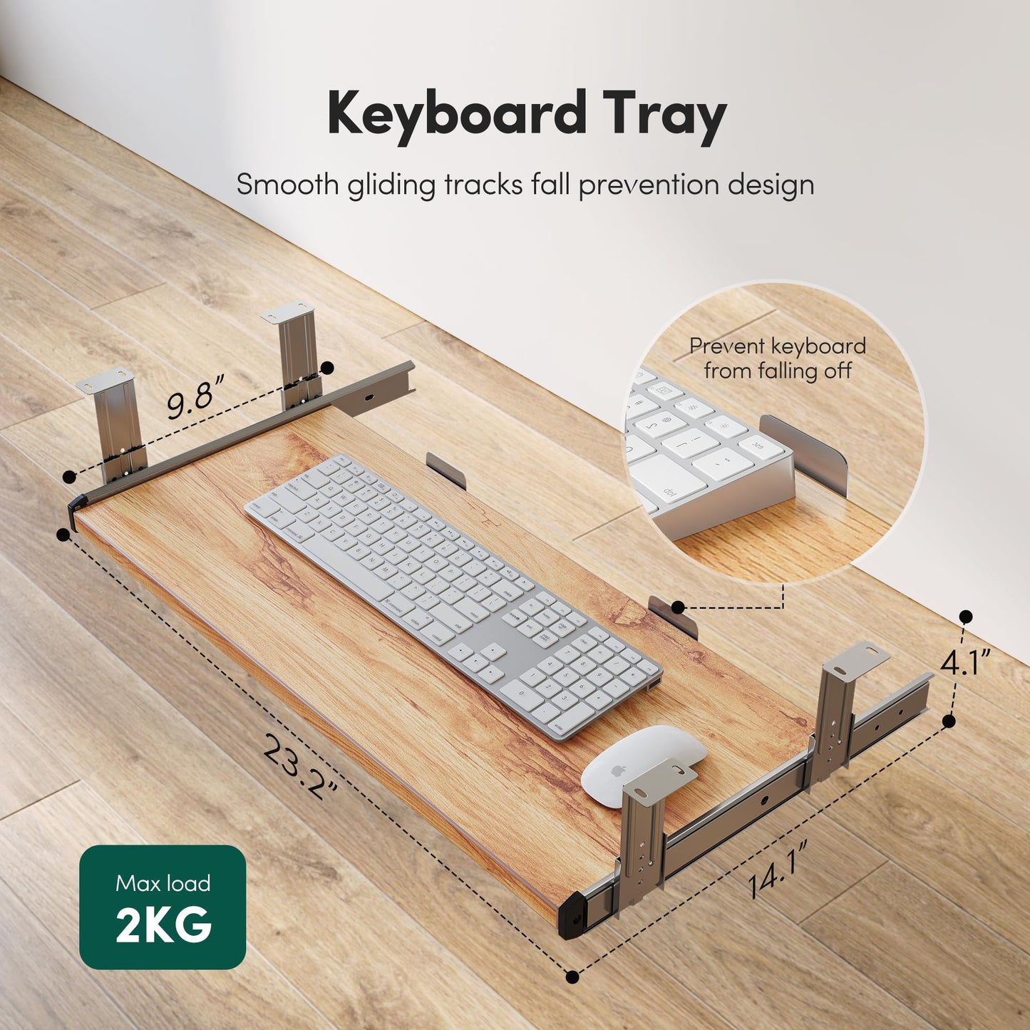 FEZIBO Standing Desk with Keyboard Tray, 40 x 24 Inch Adjustable Height Sit Stand Desk with Memory Presets for Home Office, Ergonomic Computer Workstation, Light Rustic