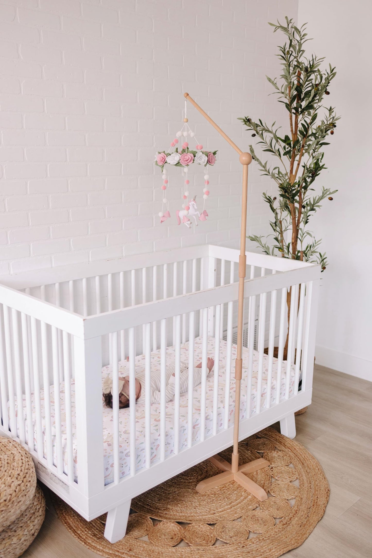 Baby Crib Mobile – Wooden Hanging Nursery Baby Mobile for Crib, Nursery Decor for Boys & Girls, Perfect Shower Gift (Unicorn Blossom) Also Fits Bassinets, Sorrel + Fern