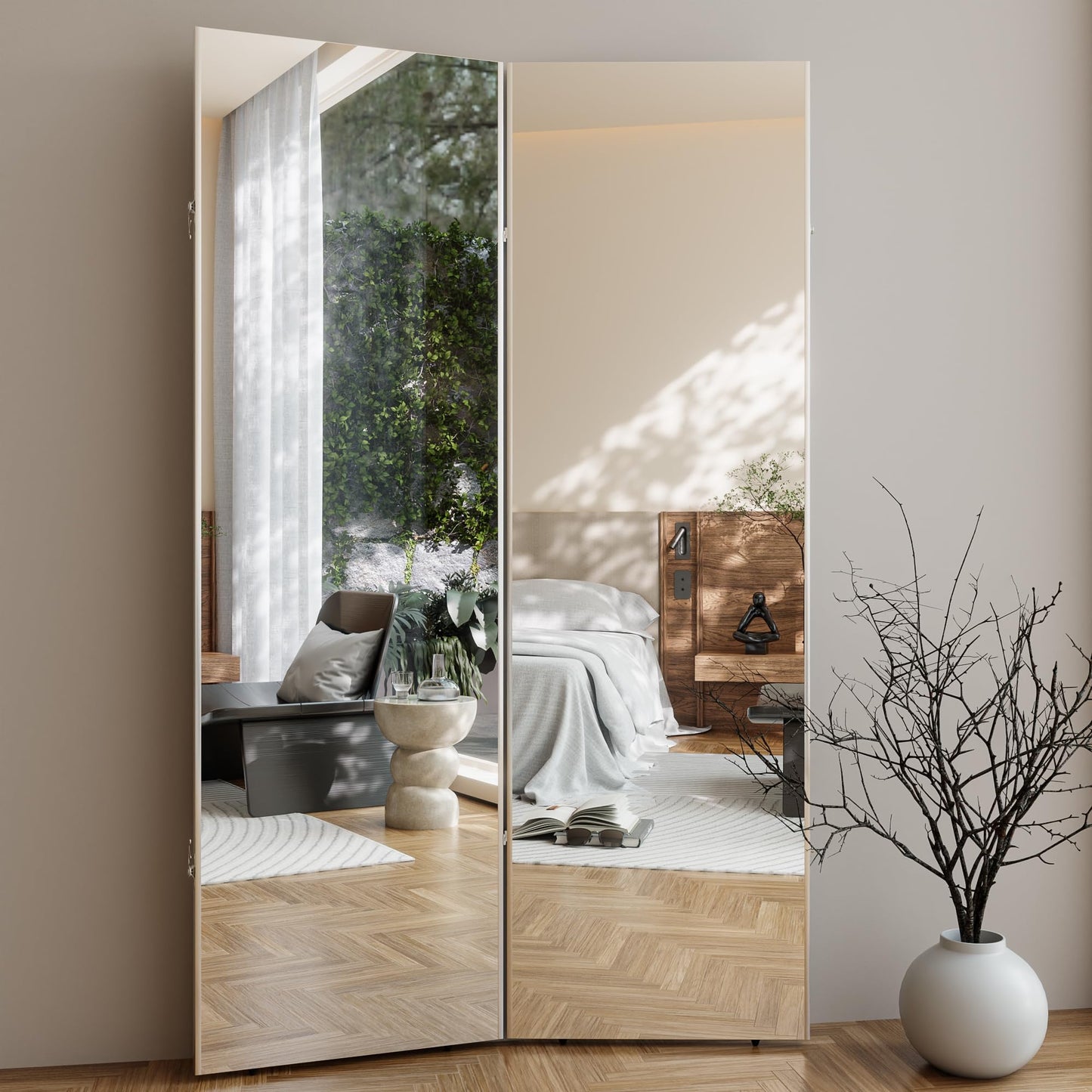 Fitcleer 71”x 39” Foldable Full Body Floor Mirror with Ultra-Light Design, Glassless Shatterproof Surface, Space-Saving Full-Length Mirror for Home Gym, Yoga, Dance Studio