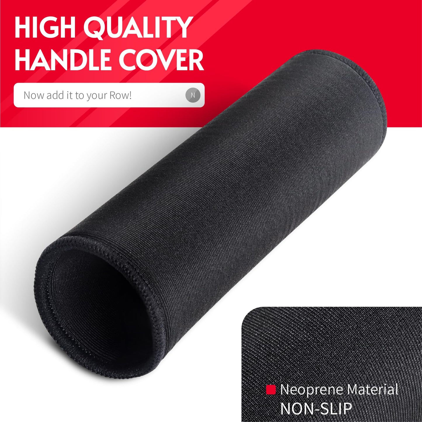 Handle Cover for Rowing Machines, Compatible with Peloton and Concept 2 Rower, Row Without Pain, Upgraded with Hook and Loop Tape, Strong Absorbent, Tailored for Rowing (2026 New Version), Black