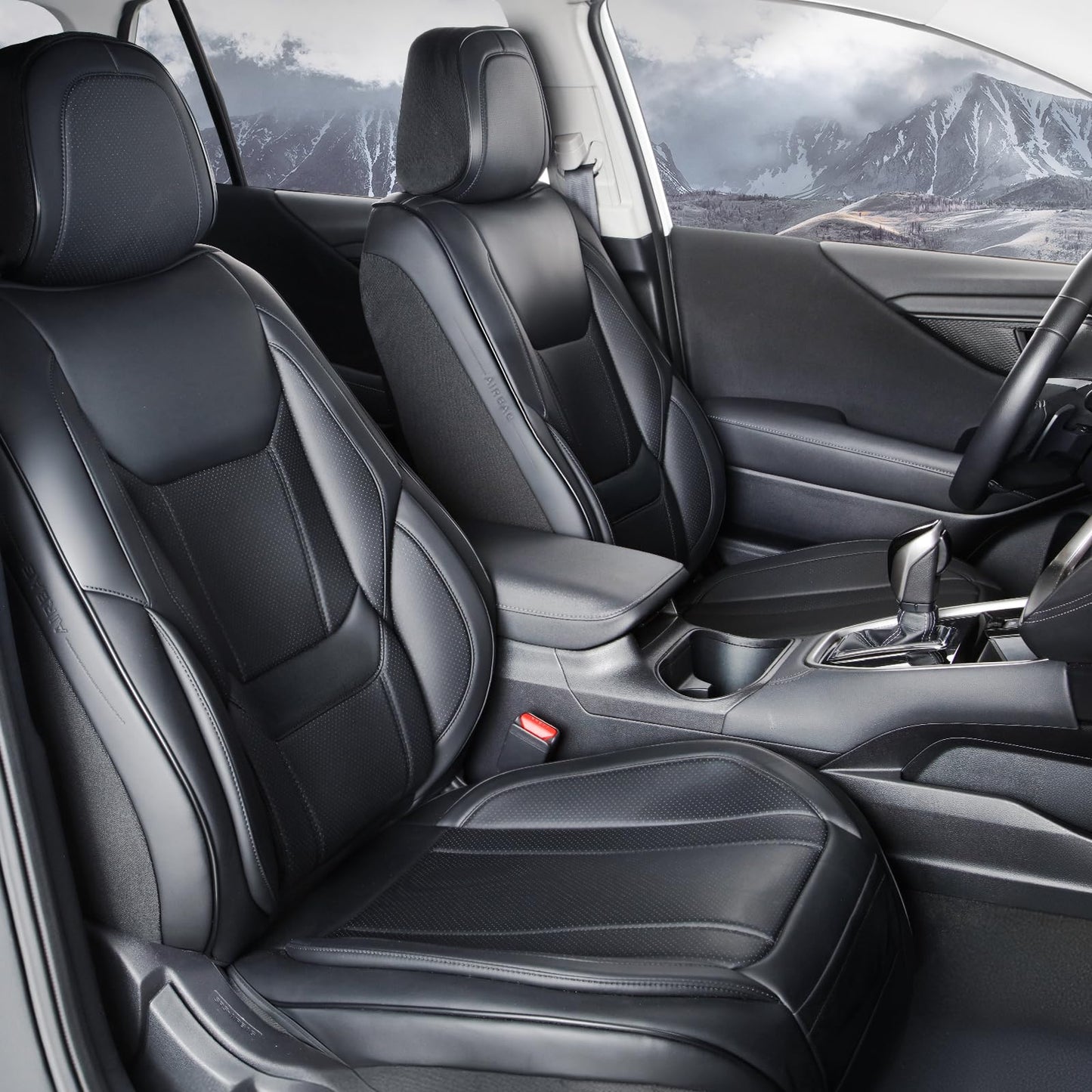 Coverland Custom SUV Car Seat Covers Front Seats for [2010-2026 Lexus RX 350 Rear Bench Seat] - Protector Car Seat Cover Water Resistant Leather Memory Form Back Support Seat Cushion [Front-Black]