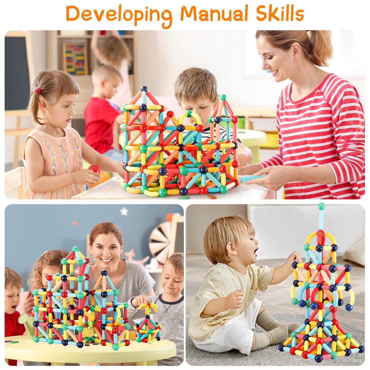 STEMTiles Magnetic Building Blocks Montessori Magnet Toys for Toddlers Kids, Preschool Learning STEM Sensory Toys for 3 Year Old Boys & Girls Gifts-Starter Set