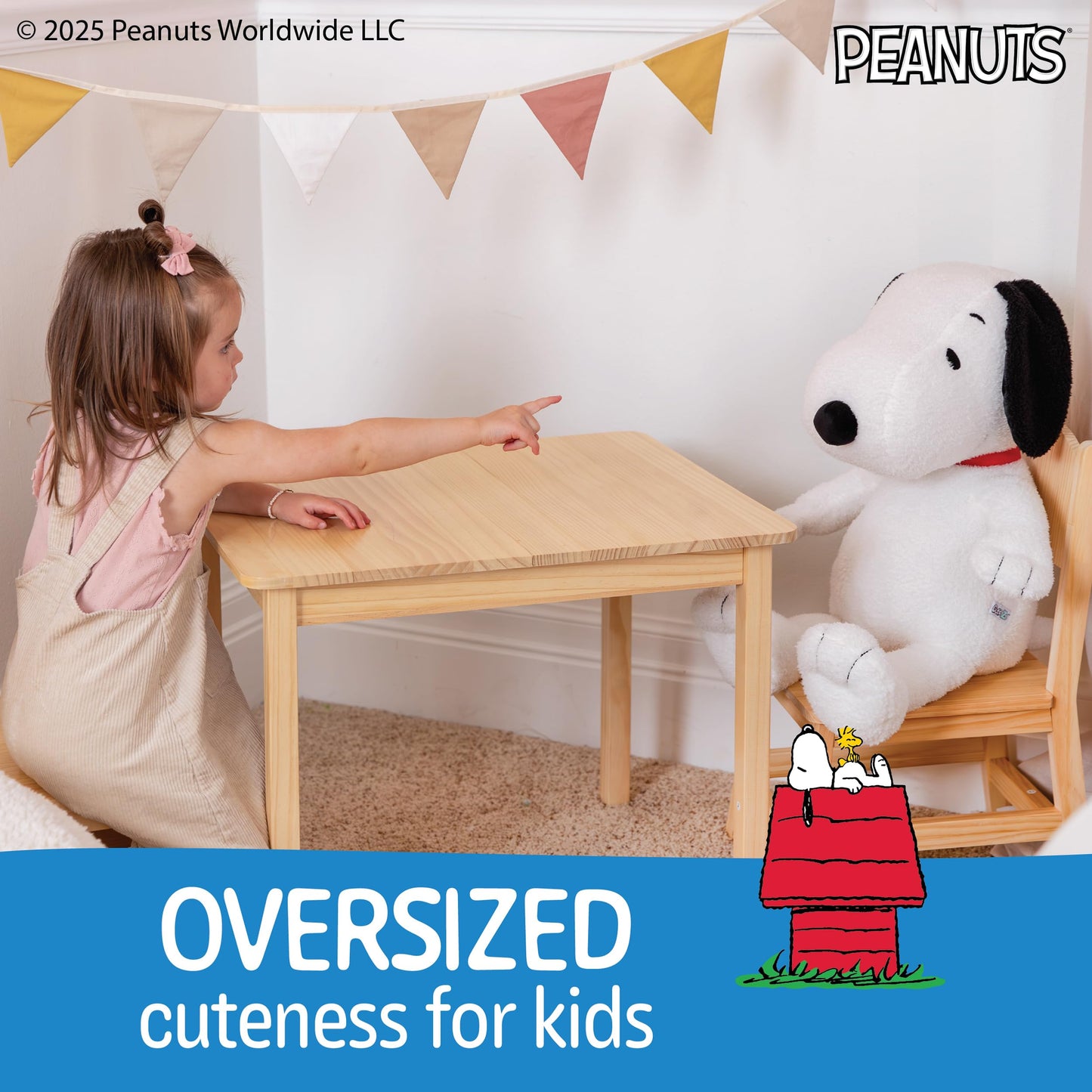 Kids Preferred Peanuts Snoopy Cuteeze Plush, Embroidered Details & Crinkle Feet, Stuffed Animal Toy for Baby and Toddler Boys & Girls - 25 Inch Size
