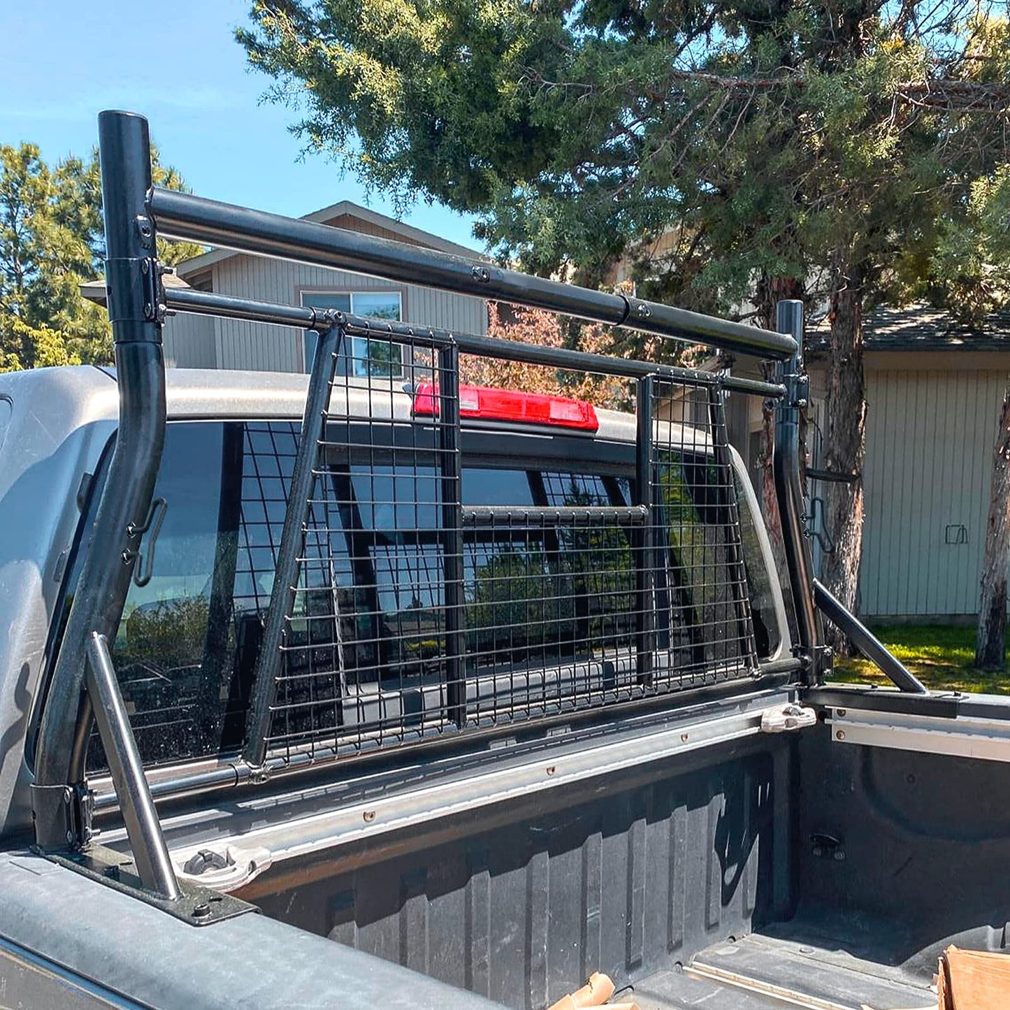 AA-Racks Model X35-W 800 LB Capactiy Extendable Pick-up Truck Rack with Protective Screen Set (Black)