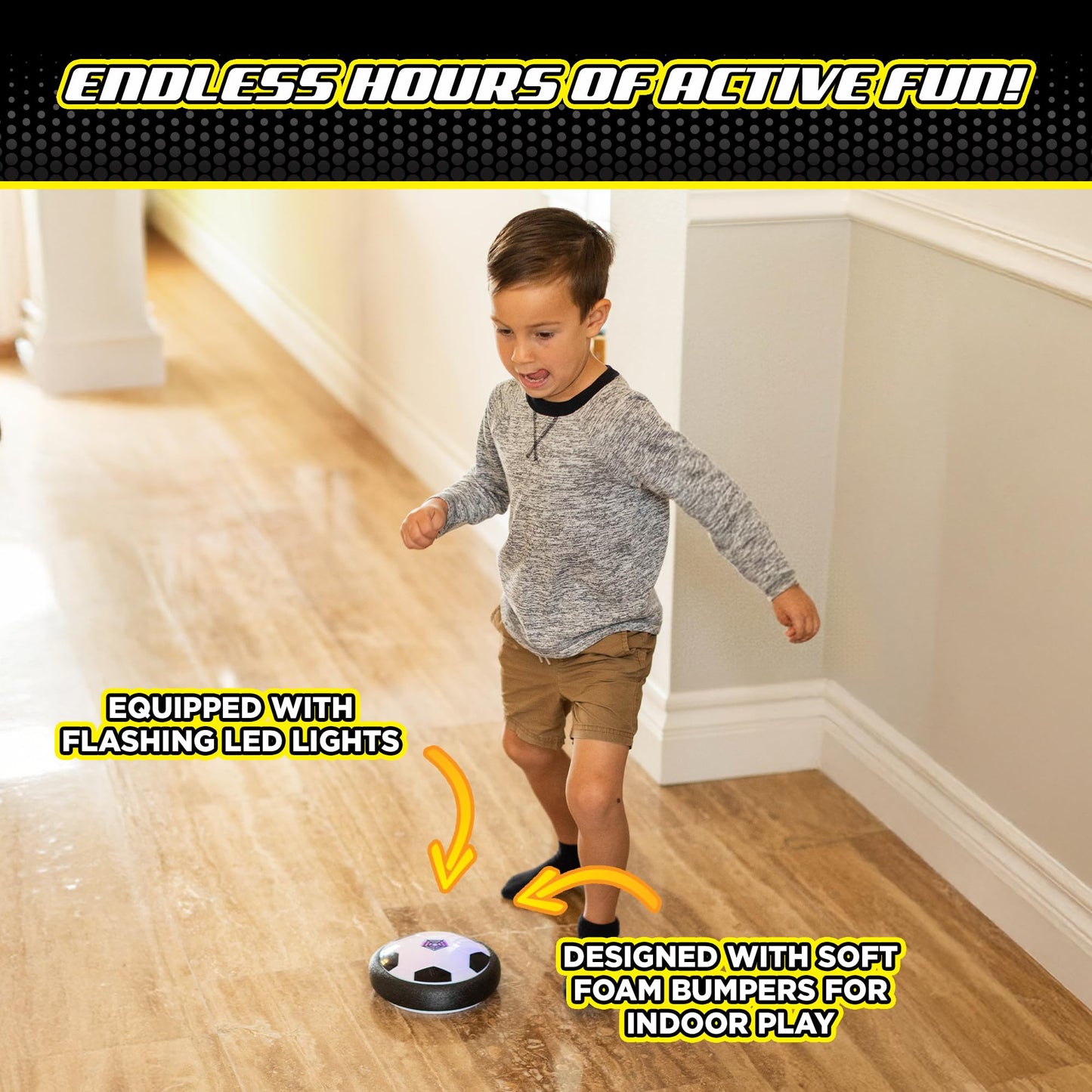 Hover Soccer from The Makers of Stomp Rocket – LED Lights and Padded Bumpers Indoor Air Soccer Toy for Boys Girls Ages 3 4 5 6 7 8 + Fun Games