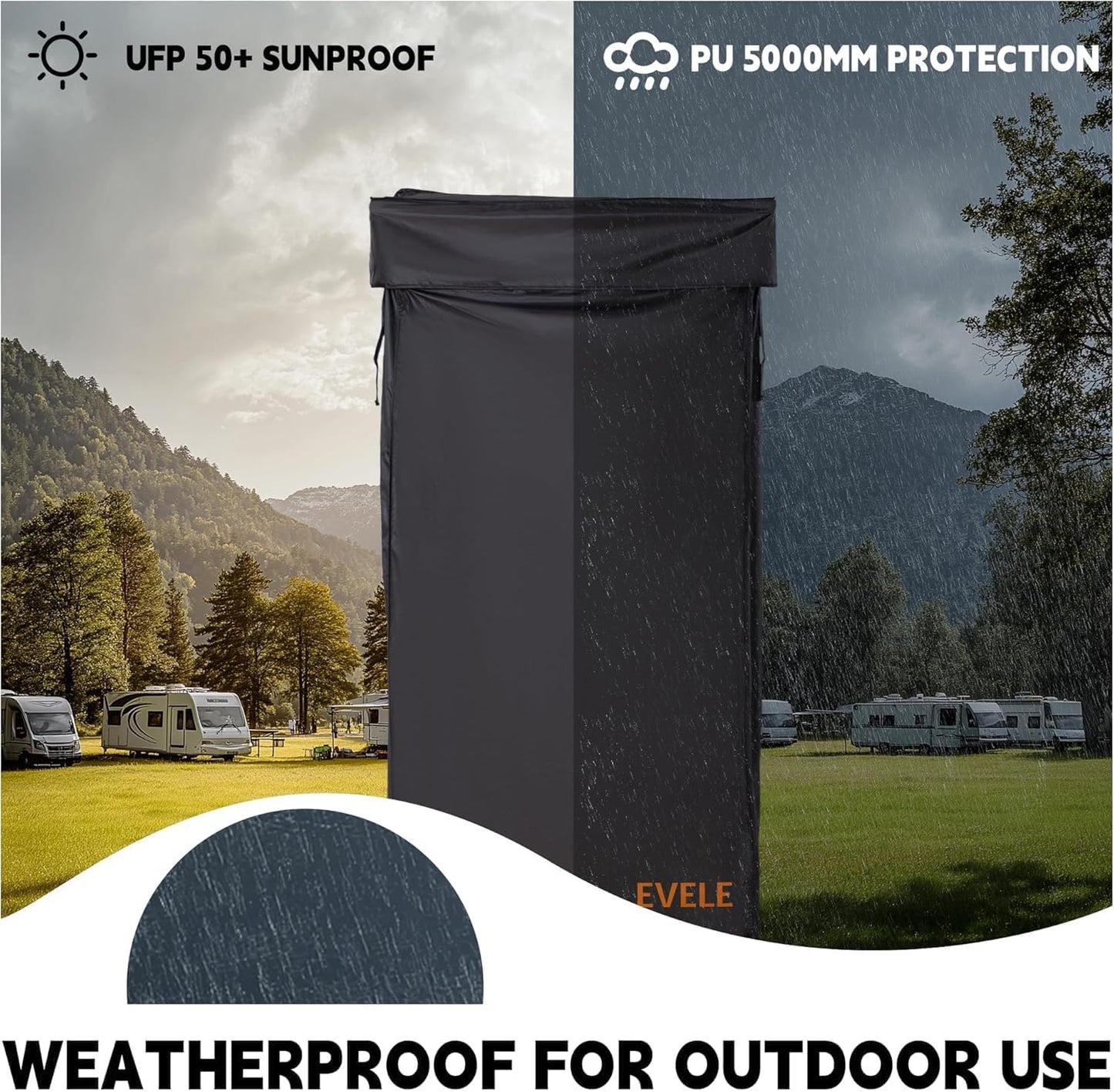 Shower Awning Tent for roof Rack, Portable Privacy Sun Shelter for Overland Vehicle Car, Camping Bathroom Changing Room for Outdoor Rain