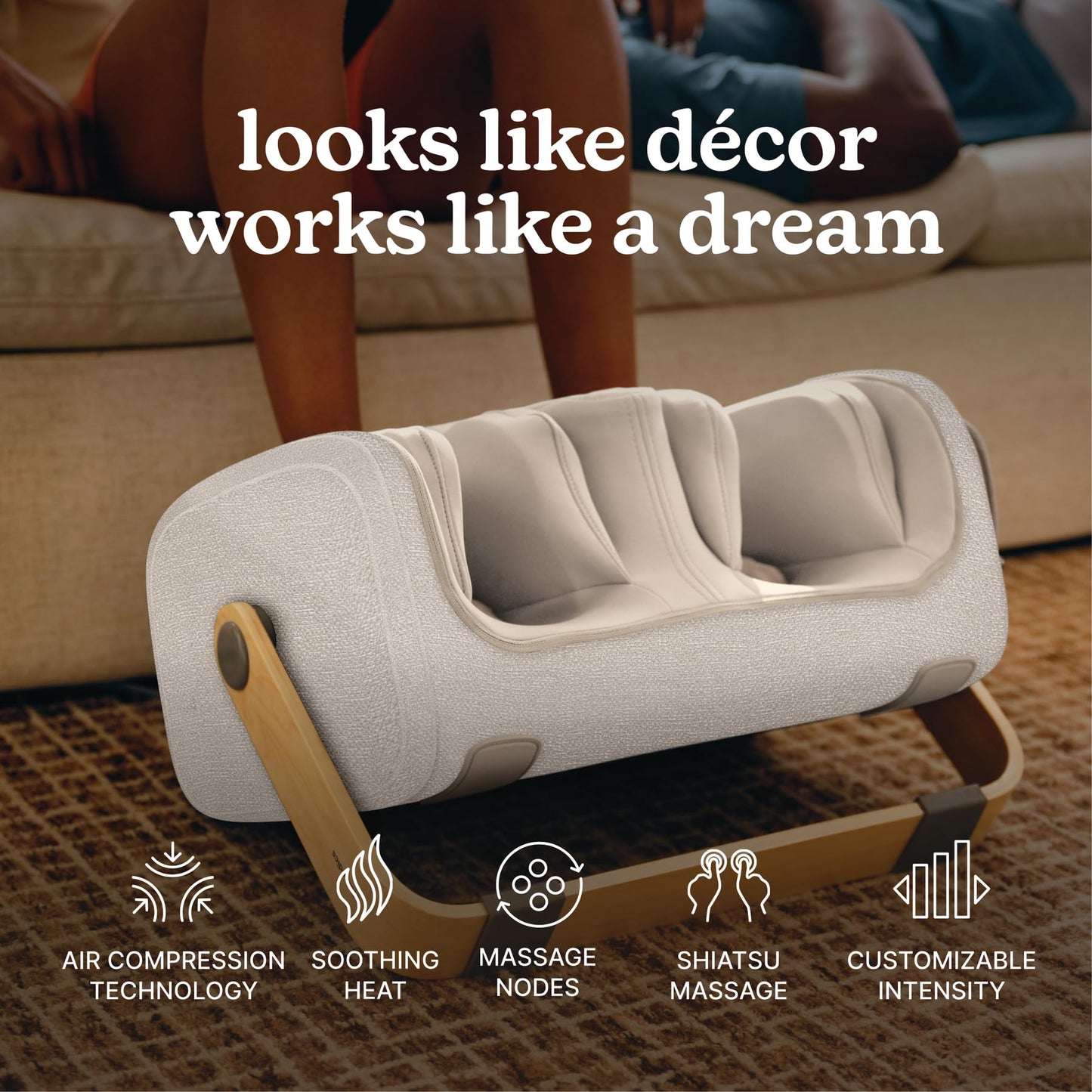Homedics Luxe Comfort Foot Massager & Calf Massager with Heat, Shiatsu, Deep Kneading, Air Compression, Circulation Boost, Relaxation, Adjustable Modes, Post-Workout Recovery