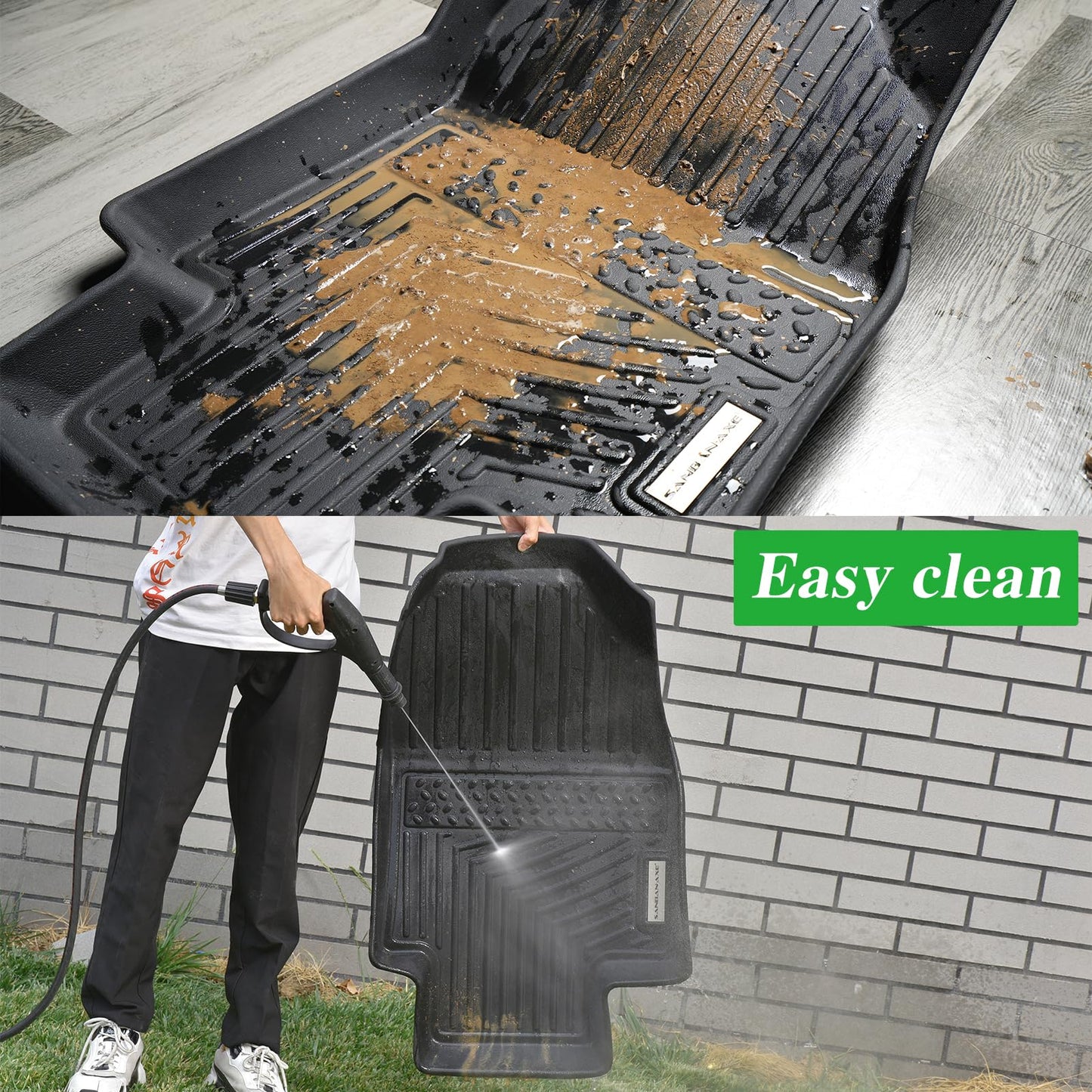 SANBAN-AXE Floor Mats for 2021-2024 2025 Chevrolet Suburban 7 Seats (2nd Row Bucket Seats)（not fit 8 Seats）/ GMC Yukon XL(Only XL) & Trunk mat TPE Floor Liners & Cargo Liner for Chevy
