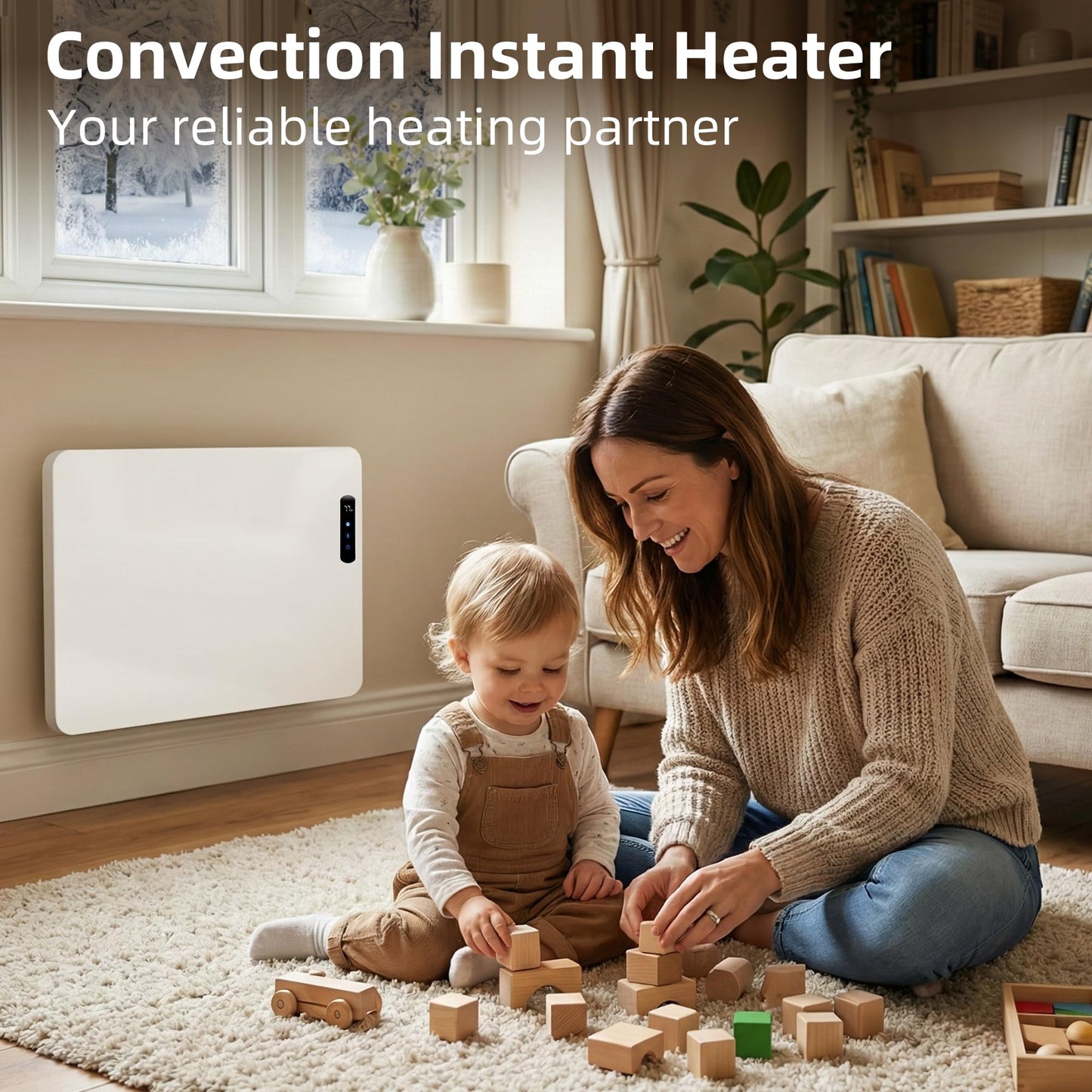 Smart Convection Space Heater, Movable Floor Heater with Wall Mounted Kit for Indoor Use, 600W Energy Efficient Heaters, Remote/APP Control, Quiet Heaters for Bedroom, Office etc