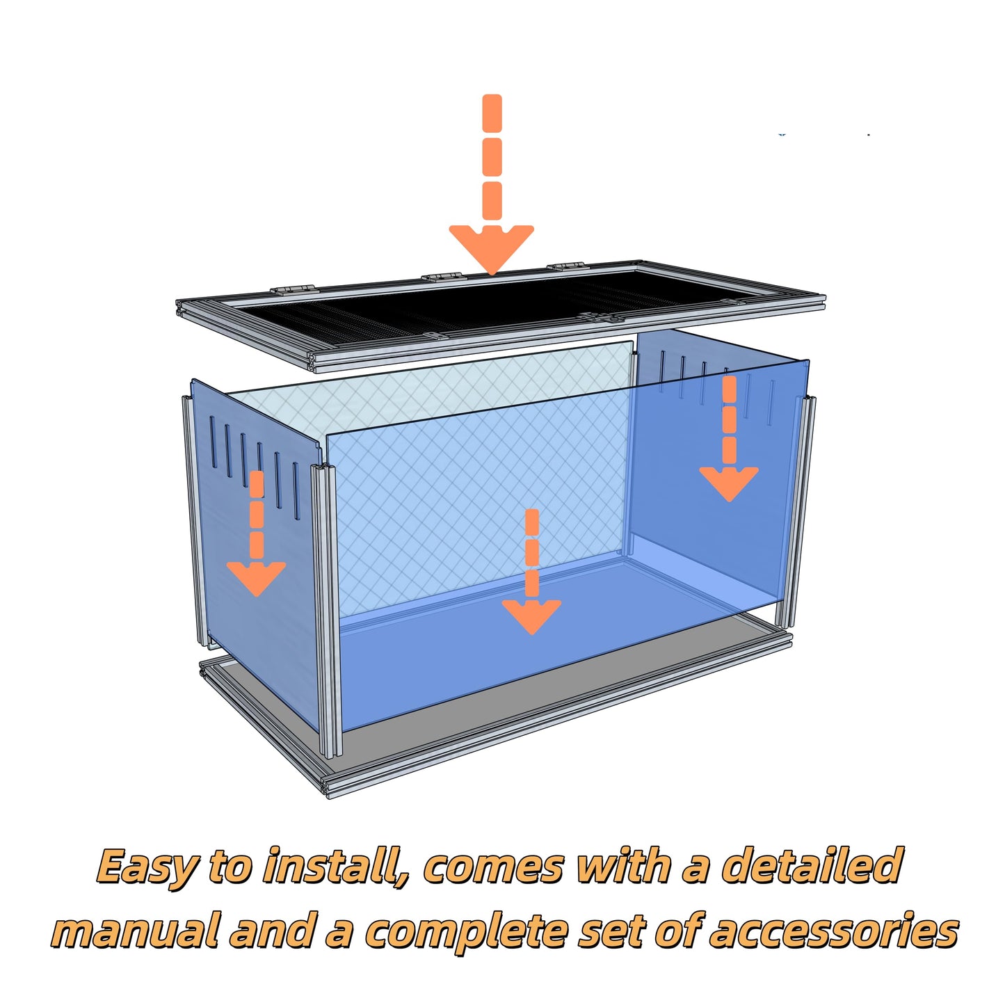 Jiwinner Large Hamster Cage, 32 x 16 x 16 in Chew-Proof Metal Frame, Clear Acrylic with Vent Holes, Hinged Top with Stainless-Steel Mesh — Hamster Enclosure