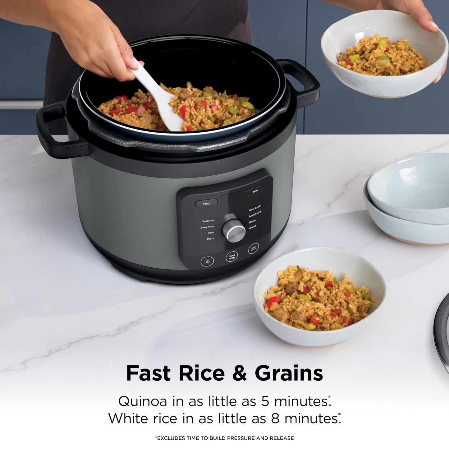 Ninja HyperHeat 9-in-1 6.5-qt Pressure Cooker | Steams, Slow Cooks, Sears, Sautés, Sous Vide, Yogurt & More | With SimpliServe Pot | Powerful 1200-Watt | Grey | PC201GY