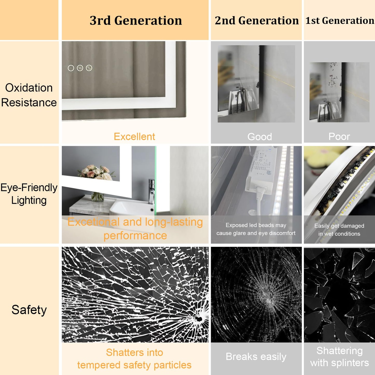 Olyvren 24"x32" LED Bathroom Mirror with Lights,Bluetooth Dual Speaker,Anti-Fog,3 Color Temperature,Dimmable Brightness,Memory Function,Waterproof,Wall Mount Design,Tempered Glass