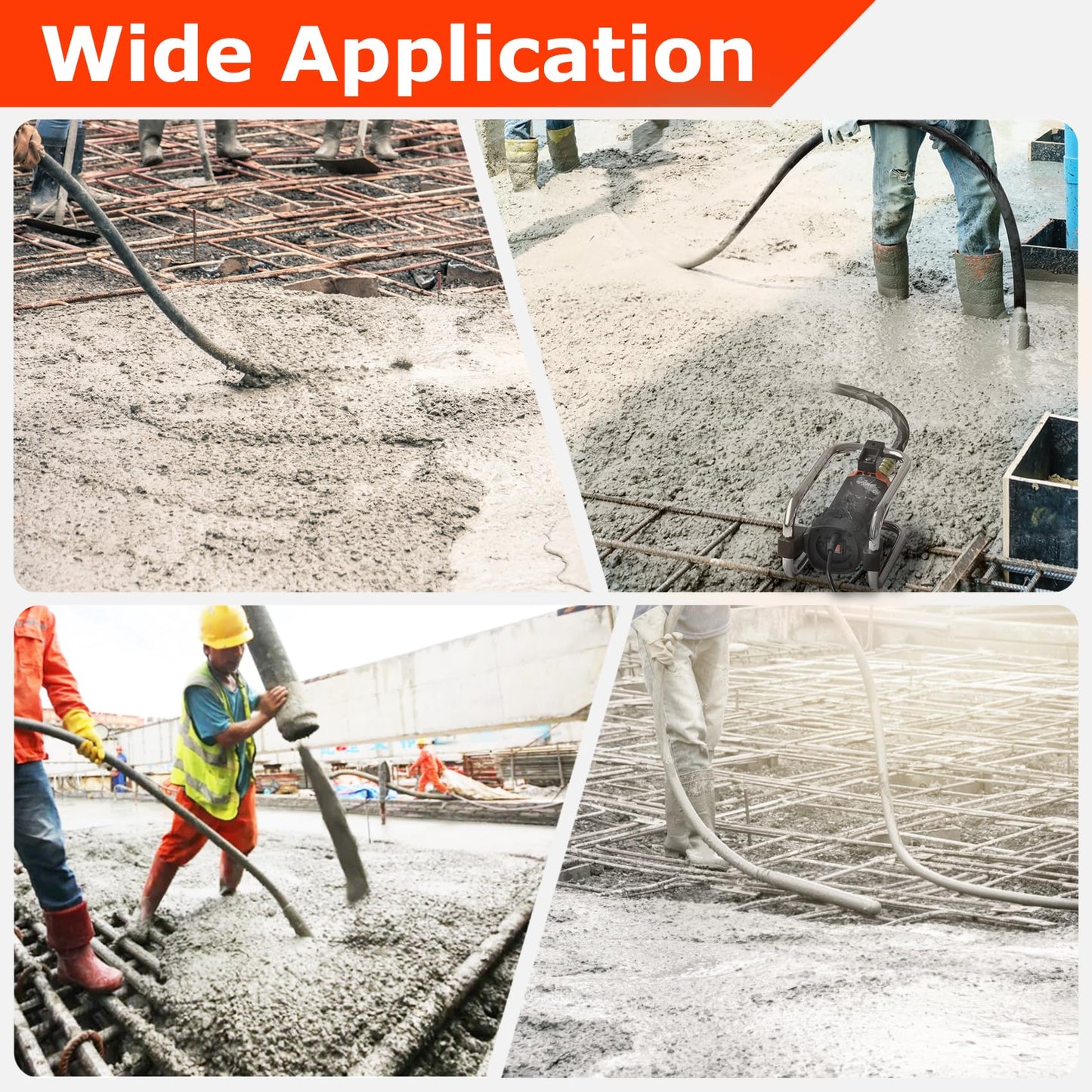 Seeutek Hand Held Electric Concrete Vibrator Motor 1500W 16000 RPM Portable Construction Insertion Vibrator Remove Air Bubbles and Level Concrete with 4.5 M (14-3/4feet) Long Shaft
