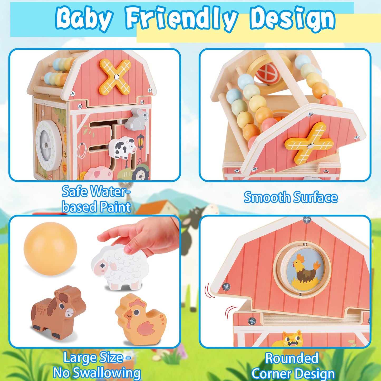 Melofaver Montessori Toys for 1 2 3 Year Old, Wooden Farm Animal Toys for Toddlers 1-3, Baby 12-18 Months Toy, 1 2 Year Old Girl Boy Birthday Gift, Kids Educational Learning Toys Gifts for Girls Boys