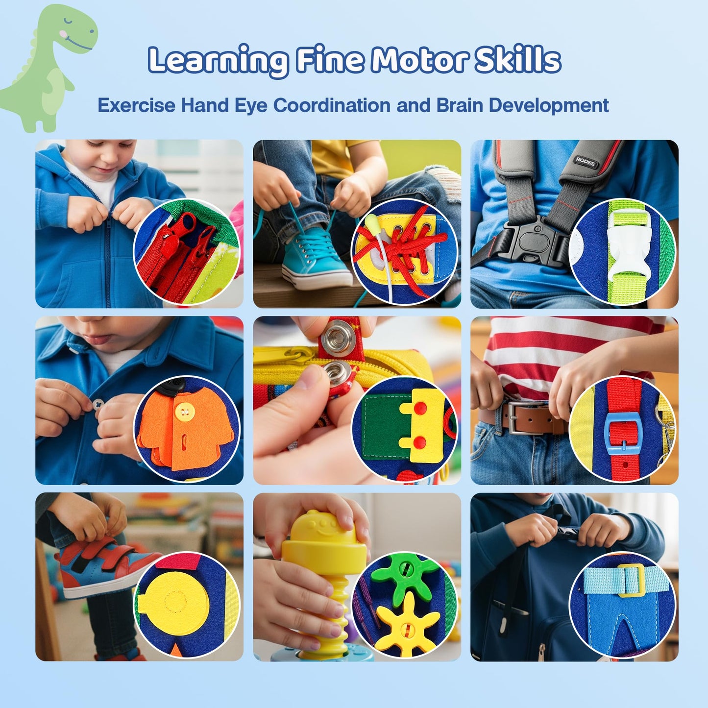 Tilhumt 8 in 1 Busy Book for Toddler 1-3, Montessori Boy Board with Storage Bag for Travel Quiet Learning Sensory Toys, Felt Busy Book for Baby Educational Gift Activities Fine Motor Skills
