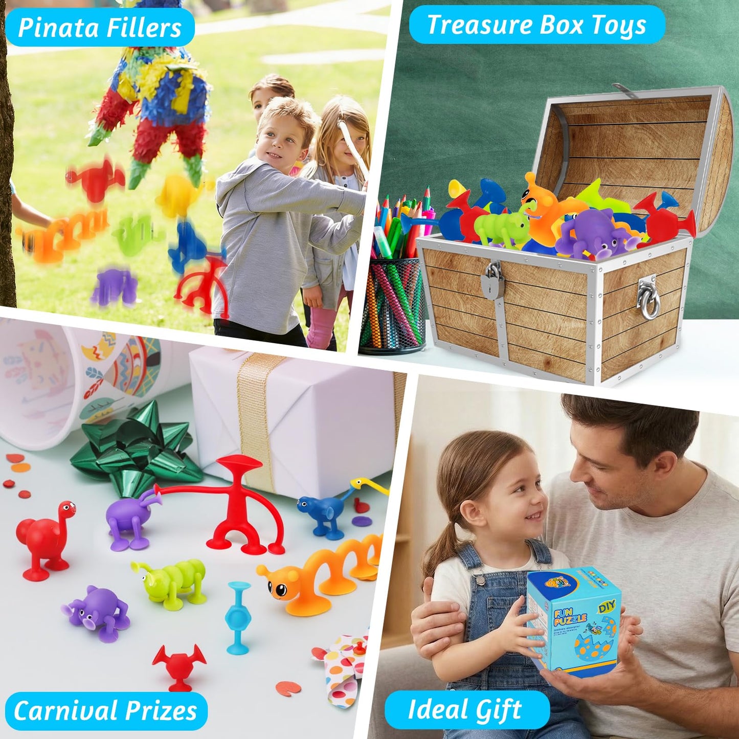 32Pcs Bath Toys for Kids Ages 3-5 4-8, No Hole Mold Free Baby Suction Cup Animals Water Toys, Mini Toddler Sensory Fidget Party Favors, Airplane Car Window Travel Road Trip Essentials 3 4 5 6 Year Old