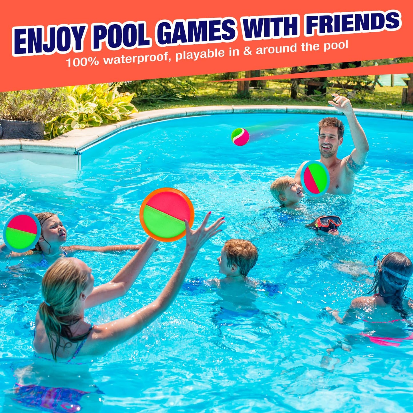 Toss and Catch Ball Game Set - Outdoor & Indoor Activity Toys for Kids - Sticky Paddle Ball Toy for Boys Girls 3 4 5 6 7 8-12 Year Old - Great Games for Beach Pool Yard - Easter Basket Stuffers Gifts