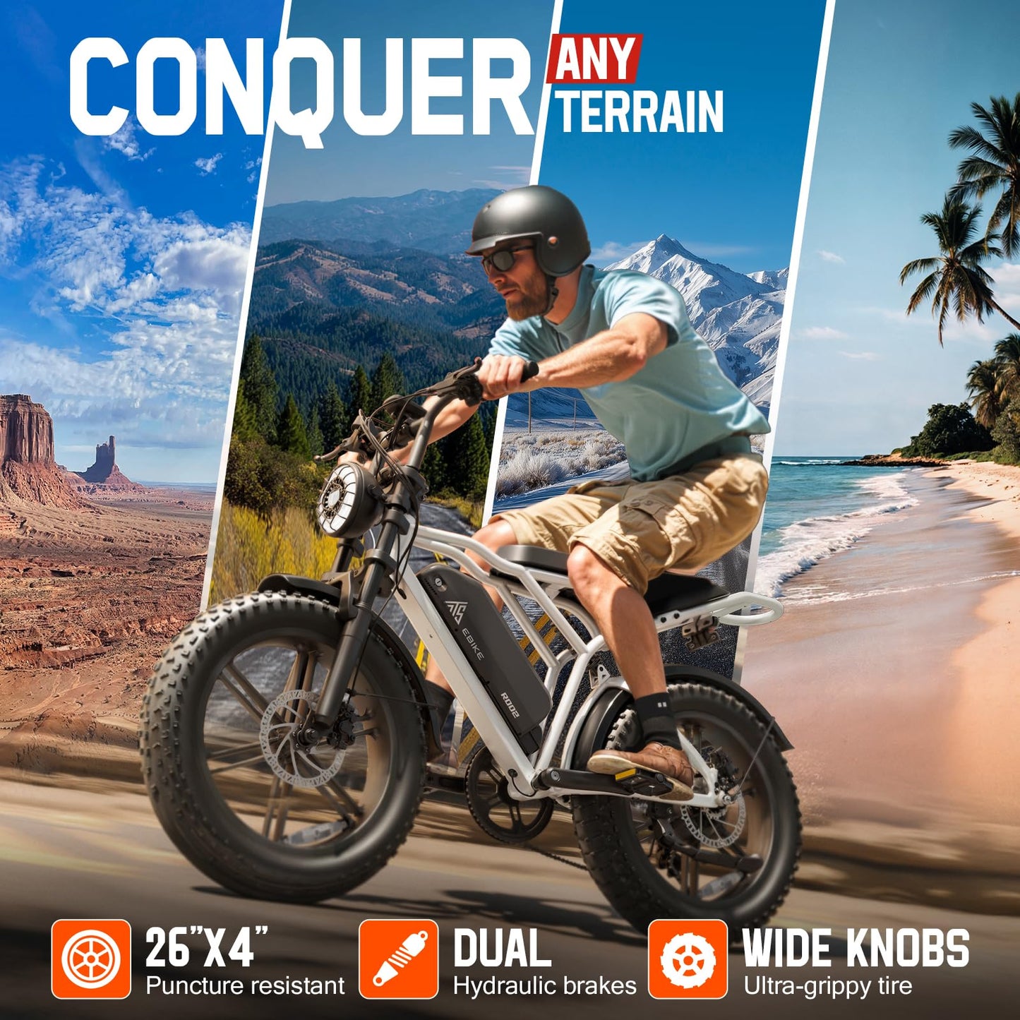TST Electric Bike for Adults 1500W Peak 20" Fat Tire All-Terrain E-Bike 60 Miles 28 MPH Electric Dirt Bike - 48V 15 AH Battery Tested to UL 2849 Powered Electric Bicycle