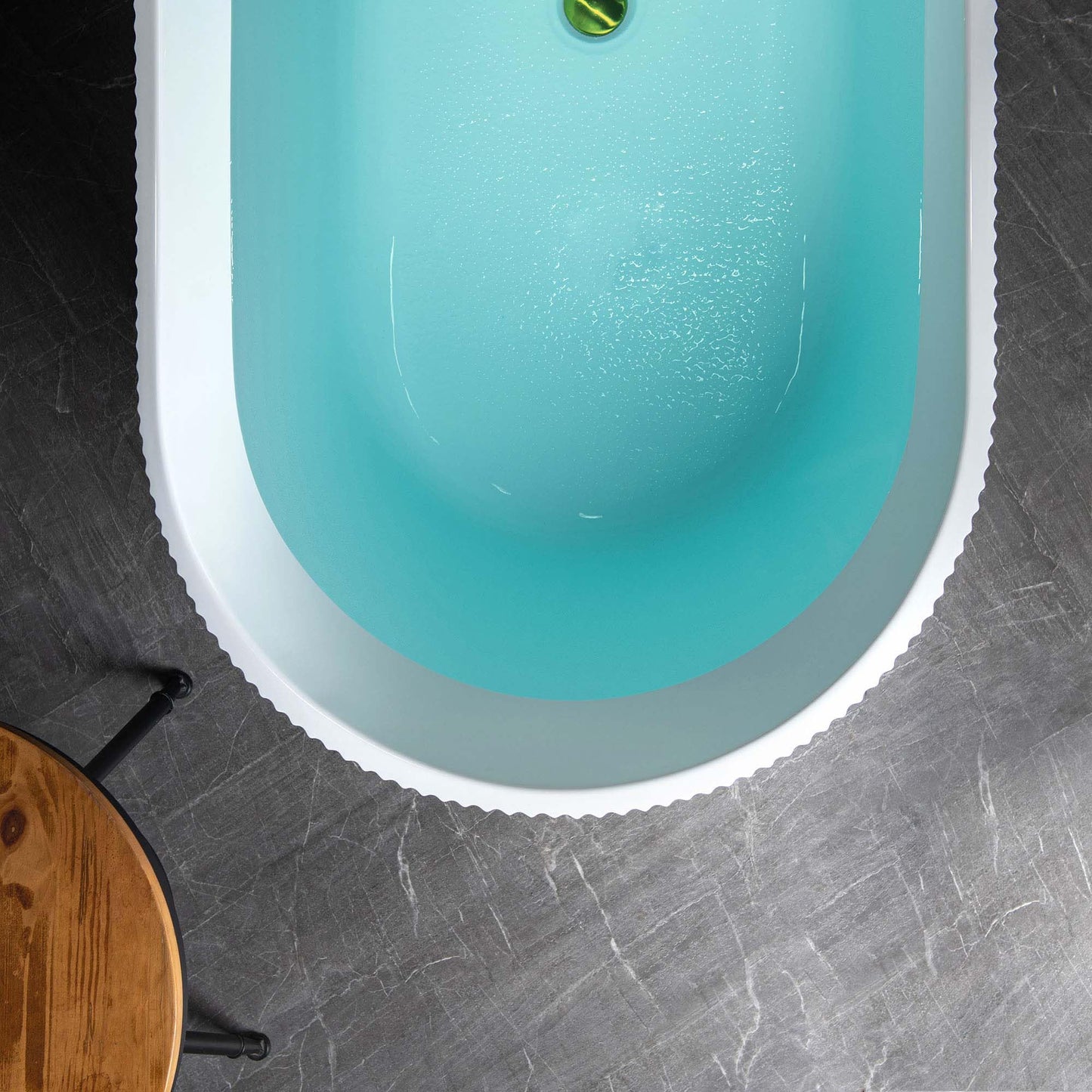 WOODBRIDGE 67" L x 31-1/2" W Freestanding Contemporary Soaking Bathtub,Unique Pleated Design,with Brushed Gold Pop-Up Drain Drain and Overflow Option, White,B1526-BG